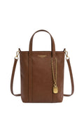 Borsa shopper in pelle con charm