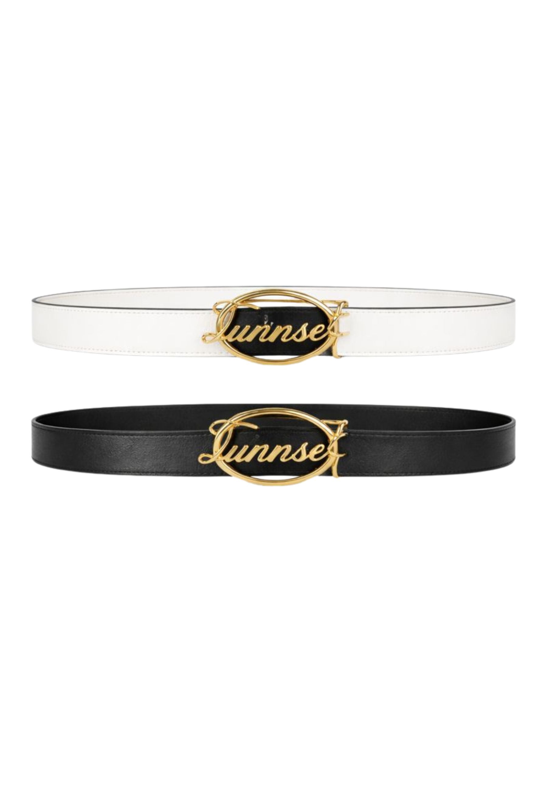 Cintura double face Twinset in pelle - Nero / Bianco 