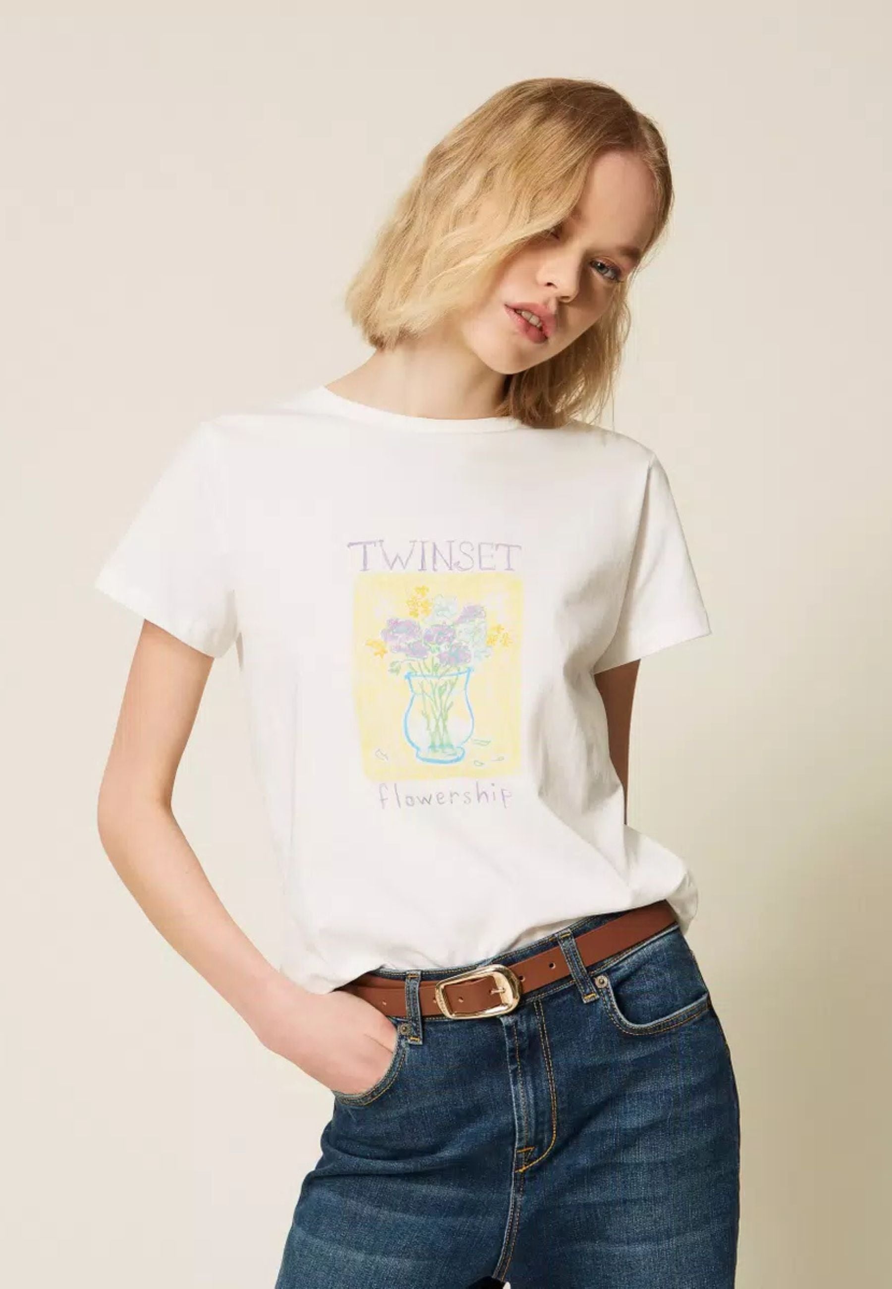 T-shirt regular con stampa Twinset 