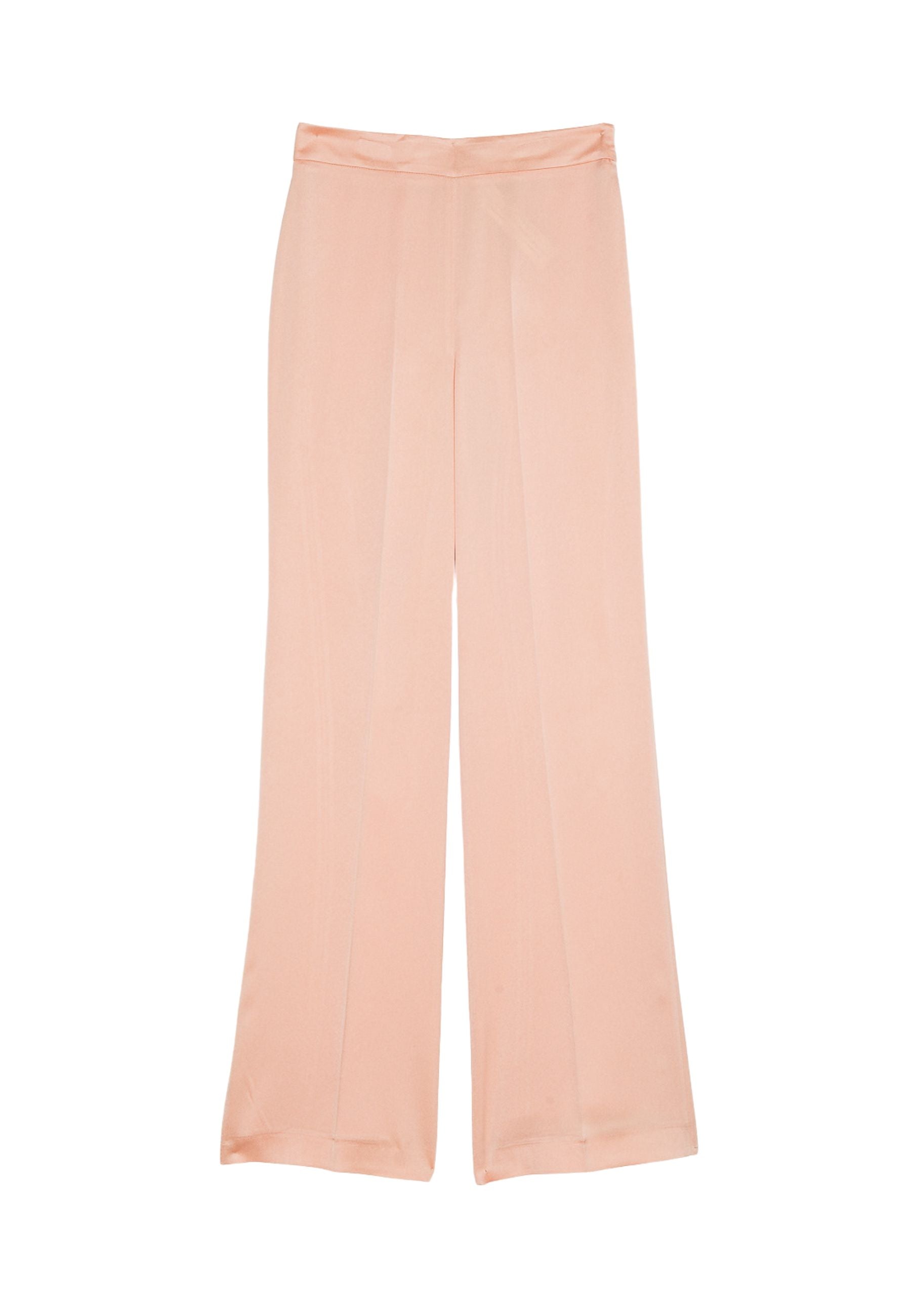 Pantaloni Twinset vita alta in satin Peach Pink 