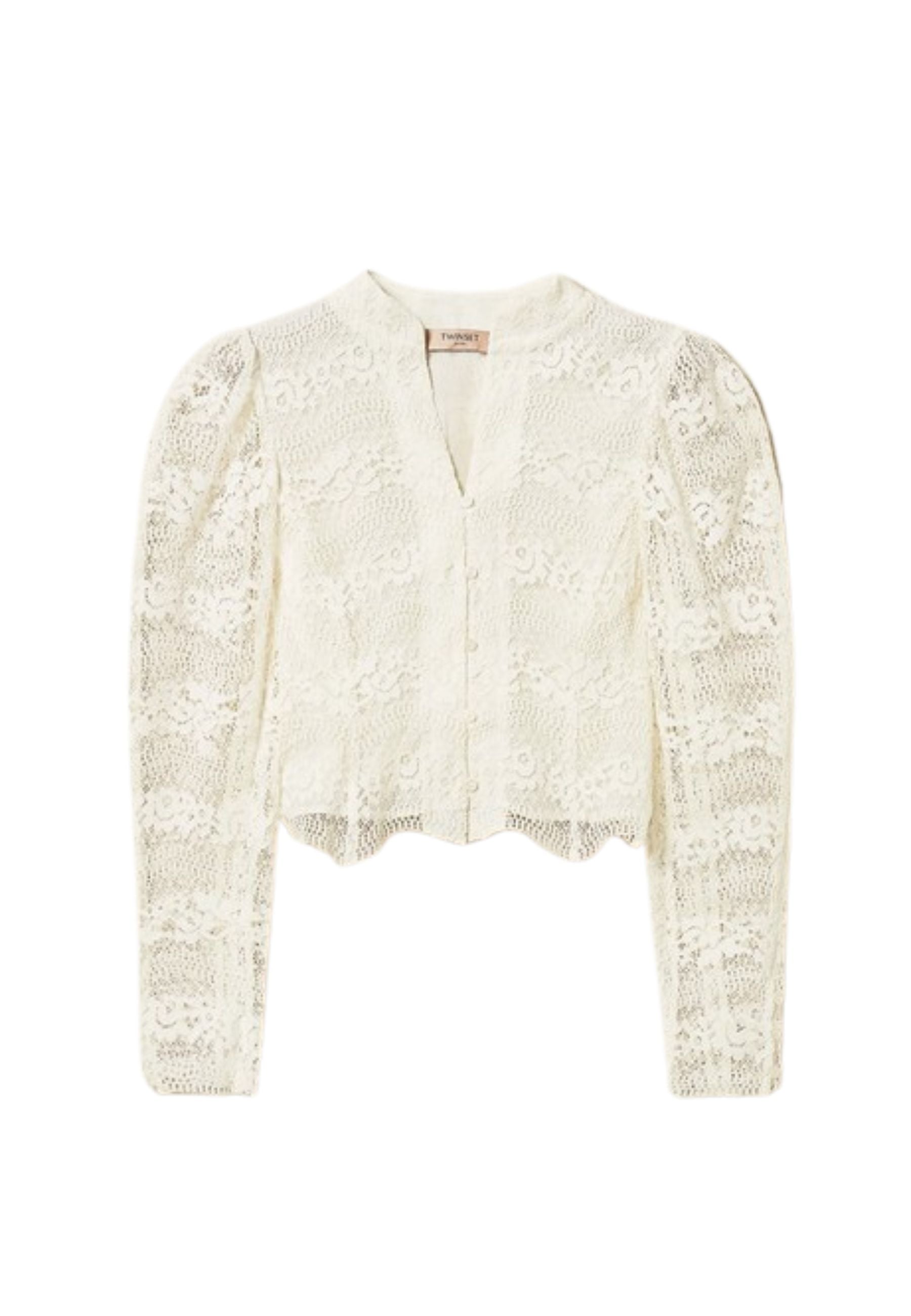 Camicia Twinset in viscosa con inserti in pizzo 