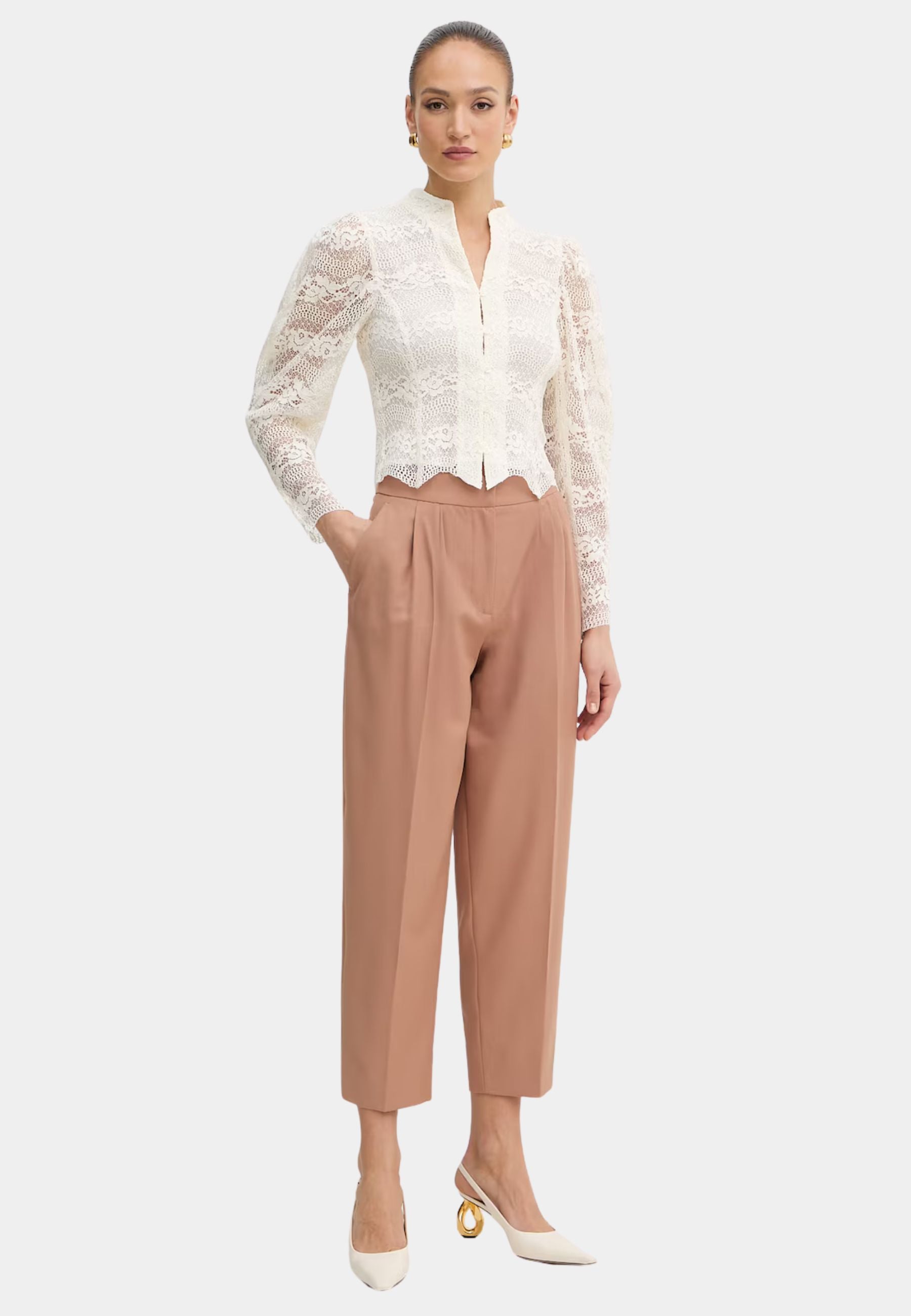 Camicia Twinset in viscosa con inserti in pizzo 
