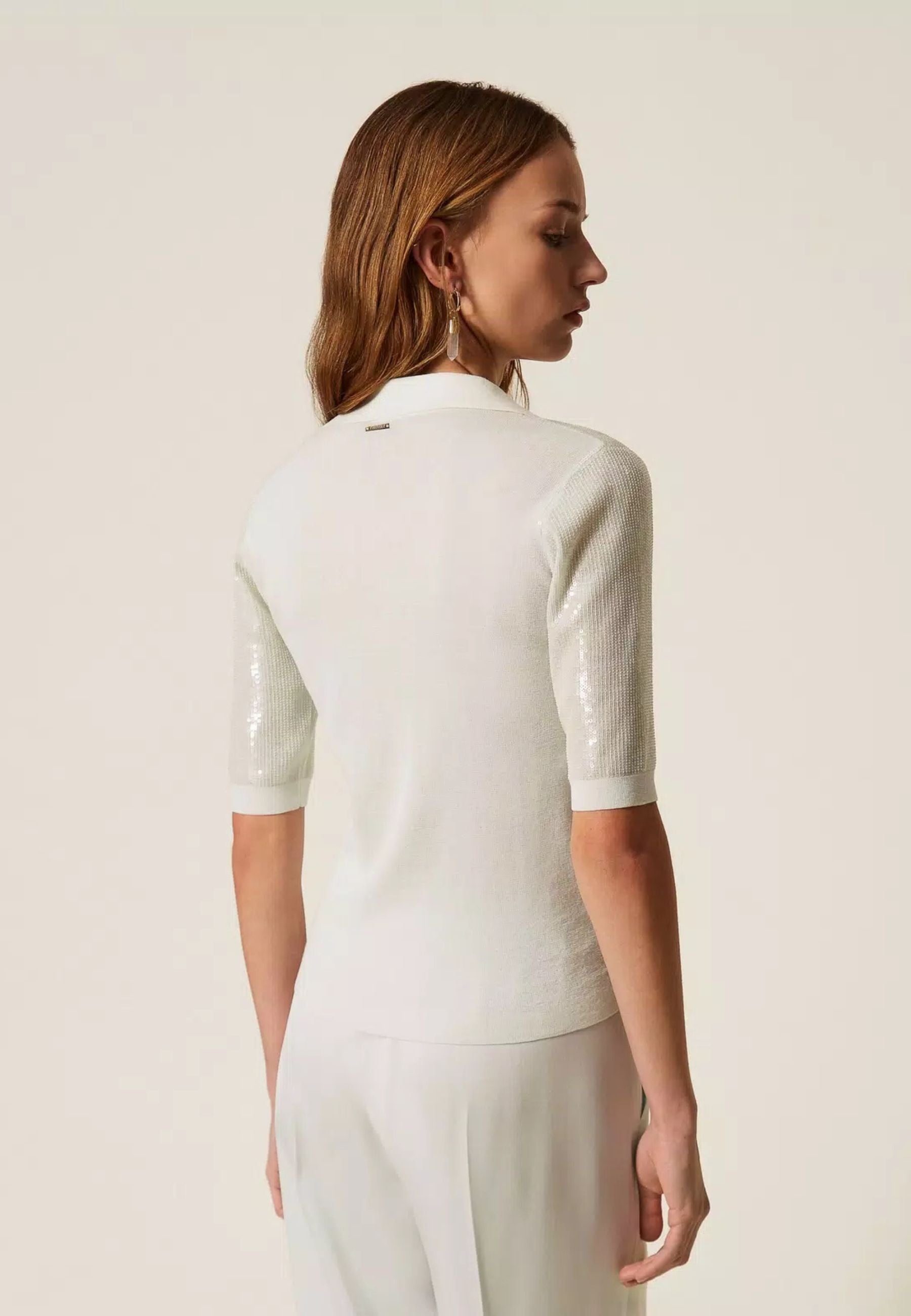 Maglia a polo con paillettes 