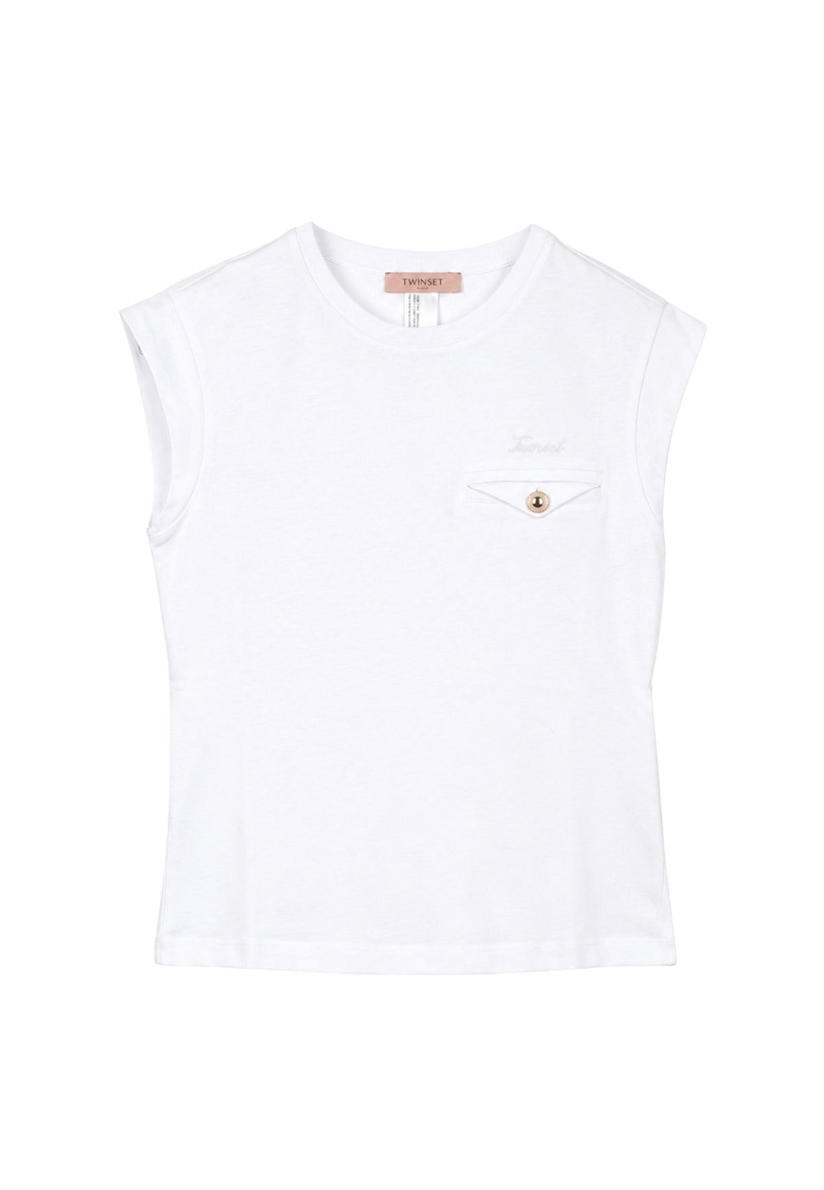 T-shirt con Logo Ricamato e Tasca Decorativa 