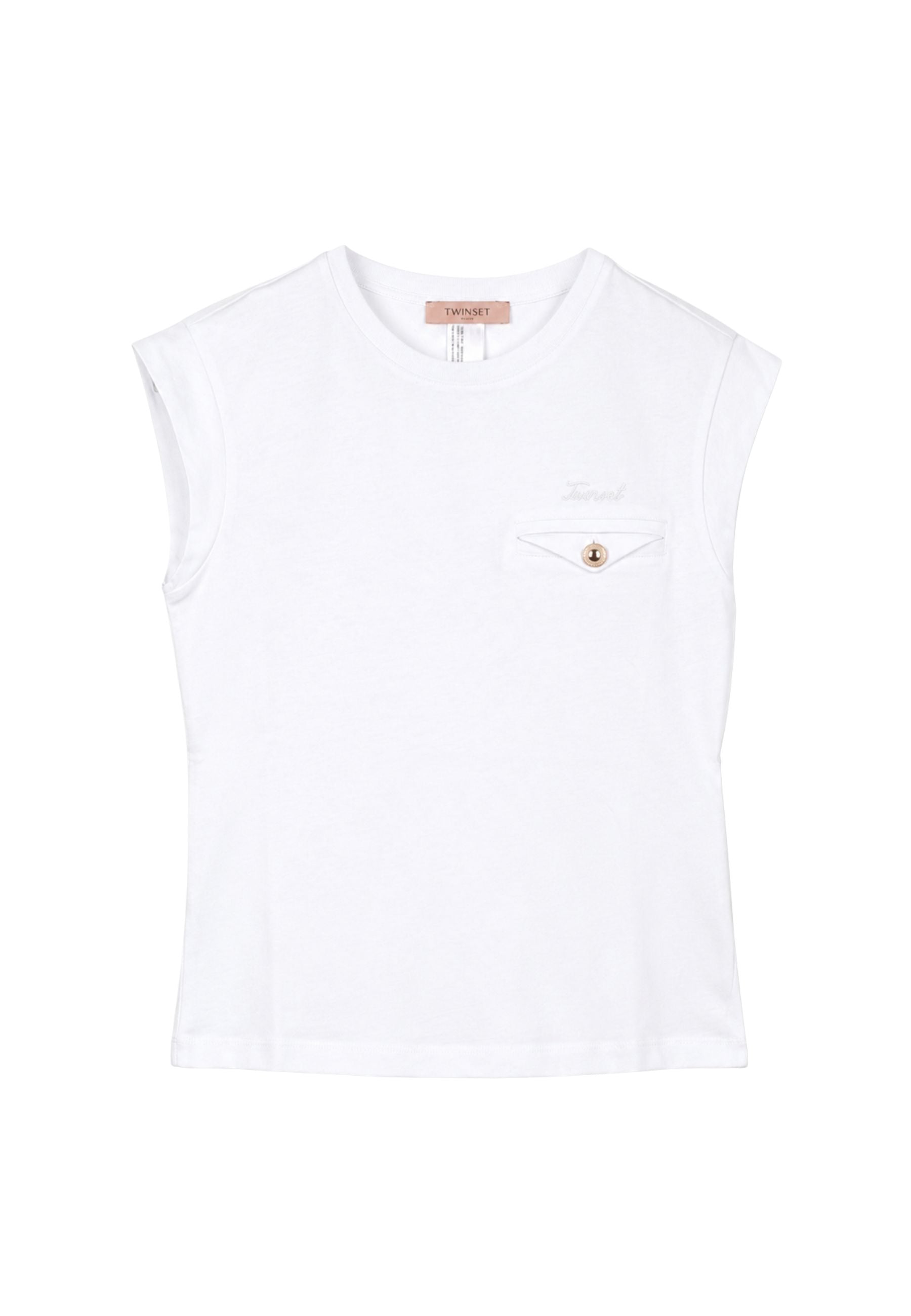 T-shirt con Logo Ricamato e Tasca Decorativa 