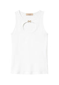 Twinset - Top smanicato in cotone con dettaglio gioiello