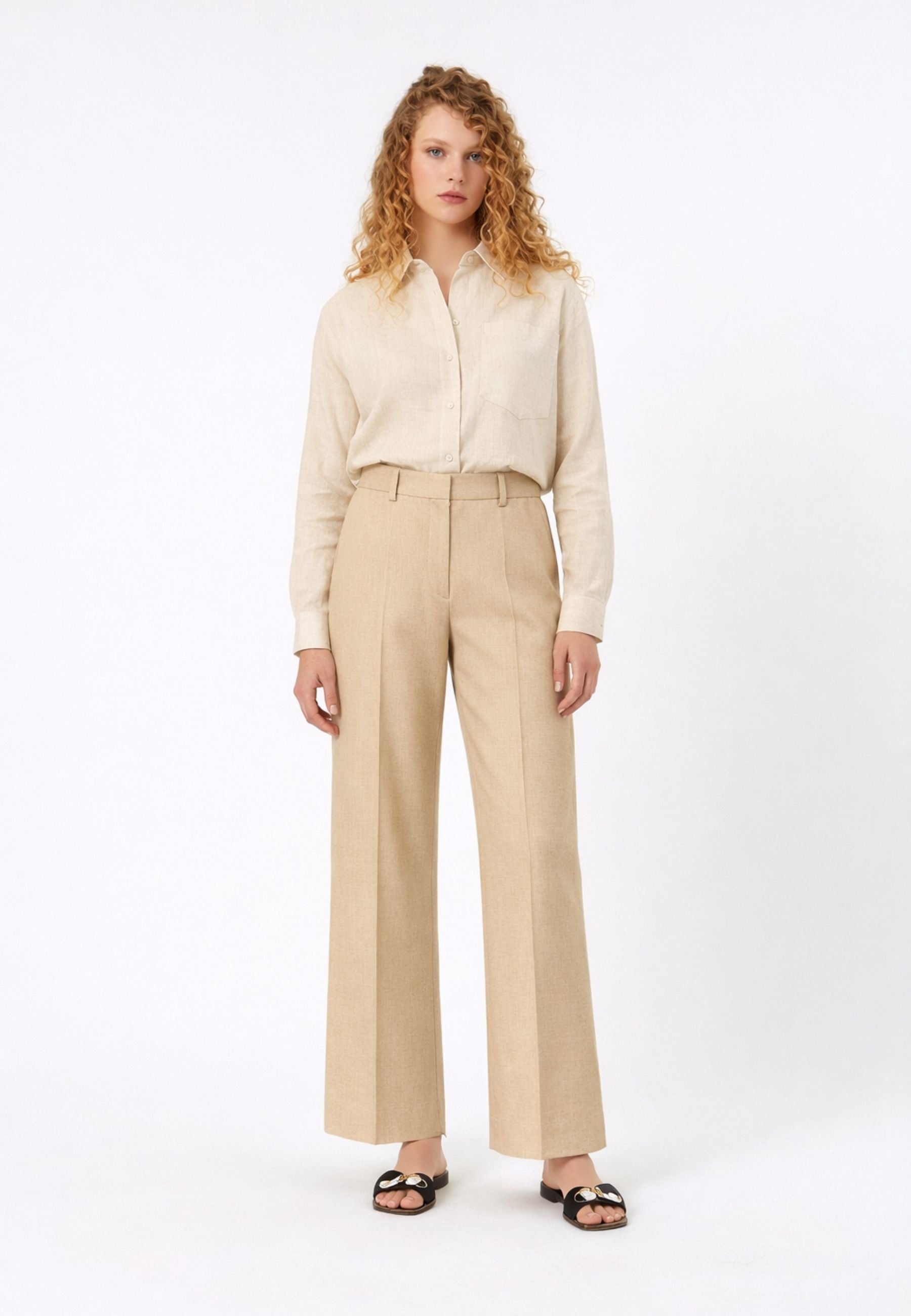Weekend Max Mara - Pantalone palazzo in pura lana stretch 