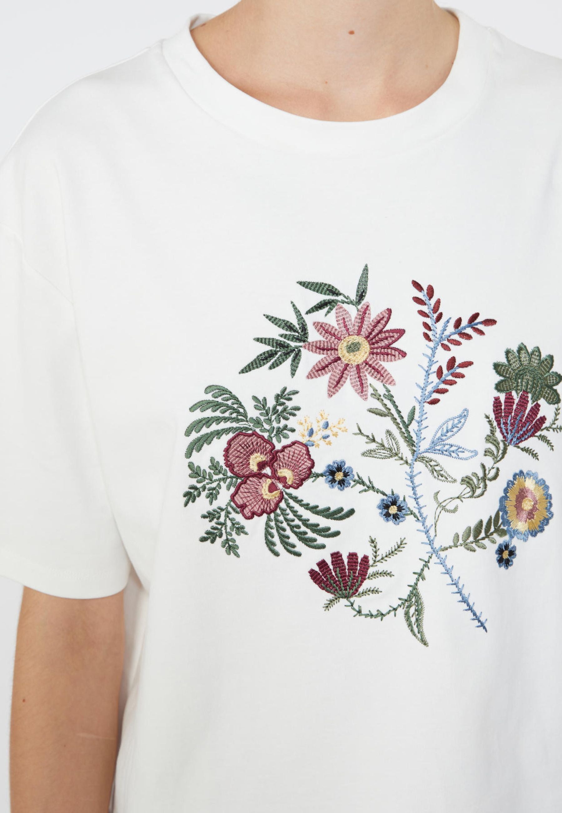 Weekend Max Mara - T-shirt in jersey interlock di puro cotone con ricamo 