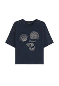 T-shirt boxy in puro cotone con stampa conchiglie