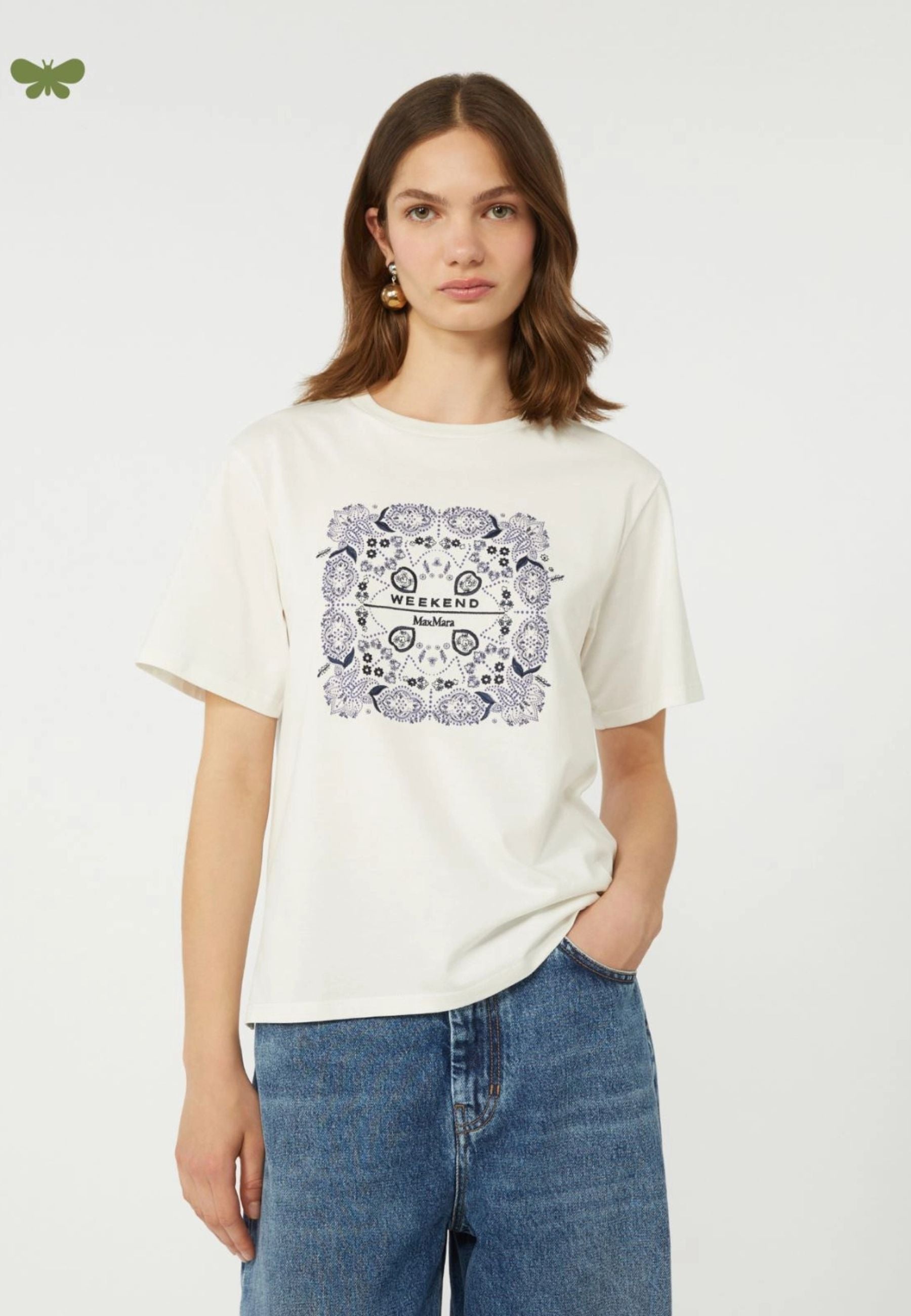 T-shirt in Cotone con Stampa e Ricami 