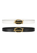 Cintura double face Twinset in pelle - Nero / Bianco