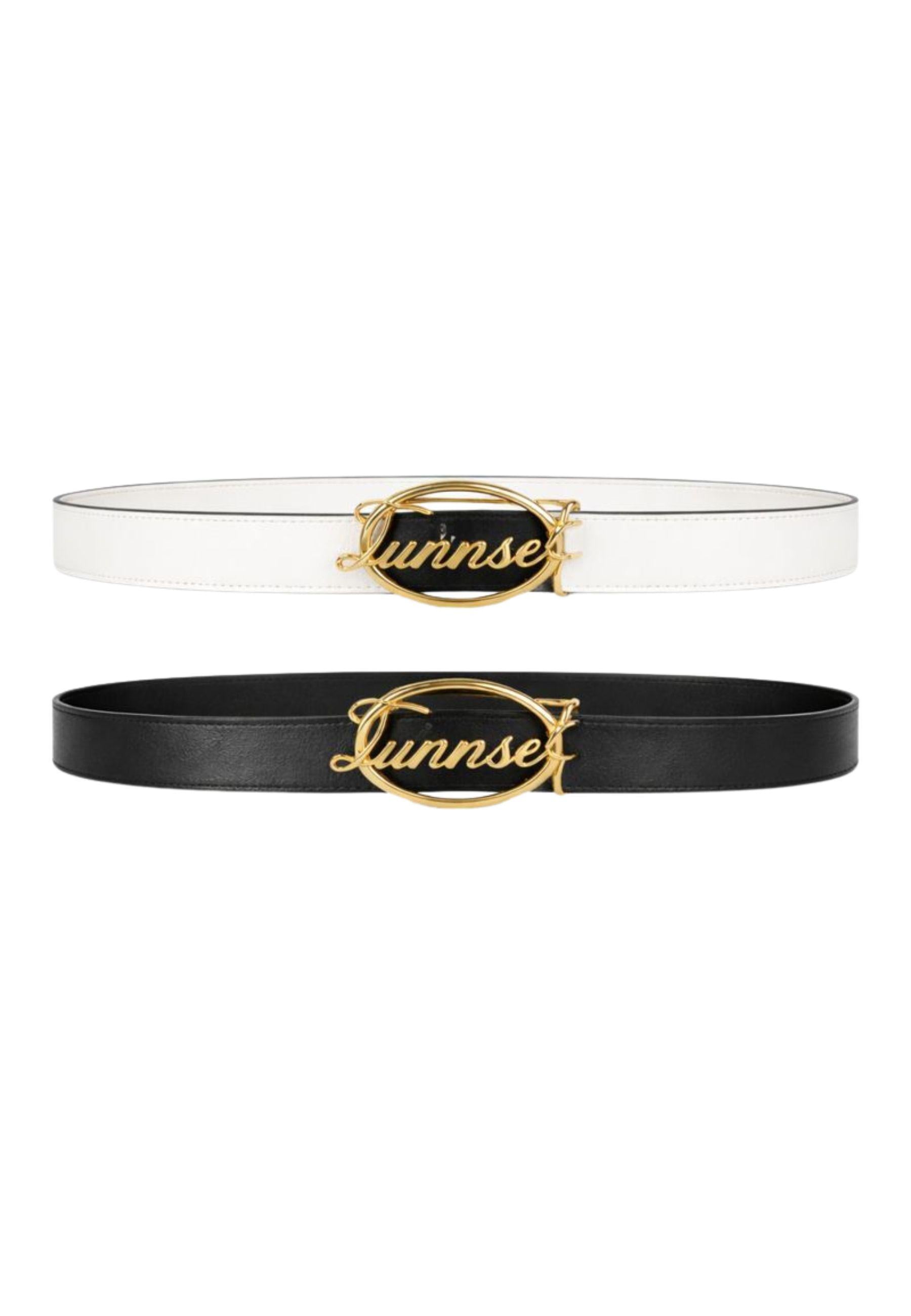 Cintura double face Twinset in pelle - Nero / Bianco 