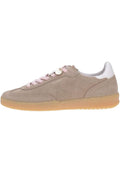SUN68 - Sneakers mujer en ante beige con cordones rosas