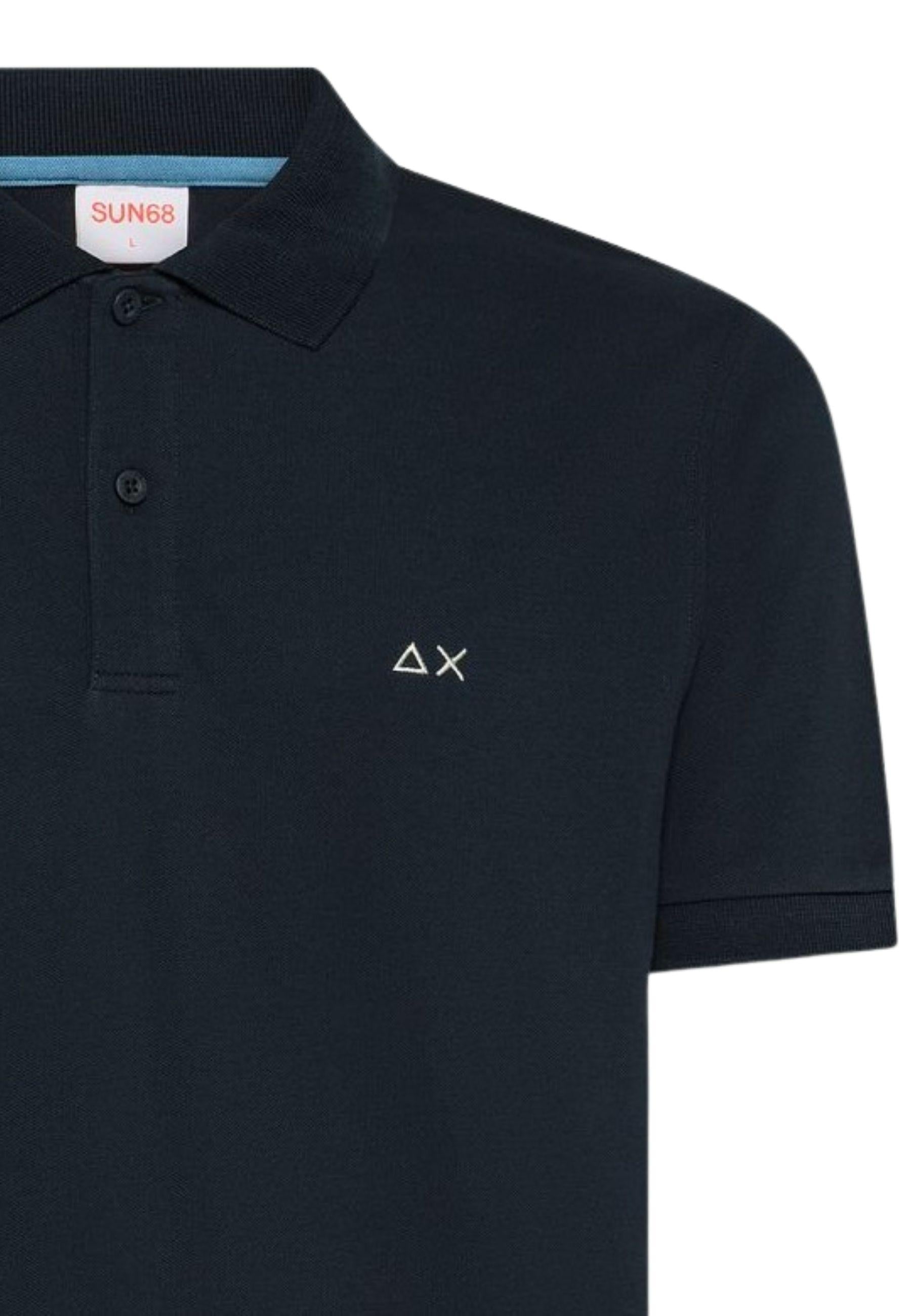 Polo in cotone blu navy con ricamo logo 