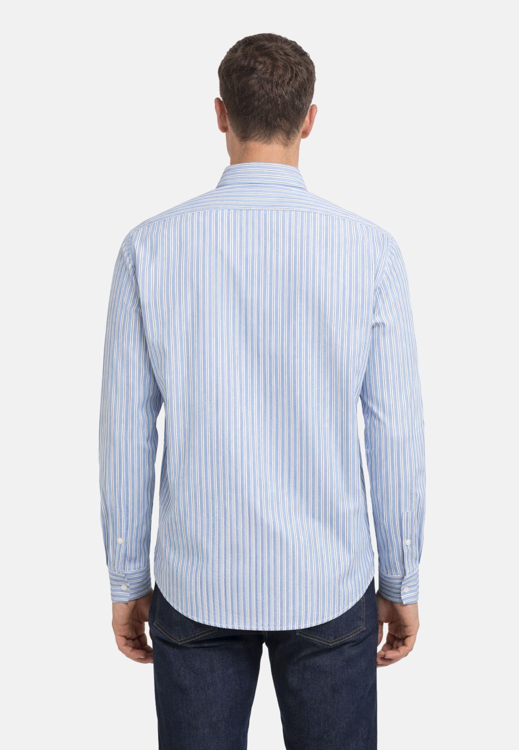 Camicia in lino a righe azzurro/bianco 