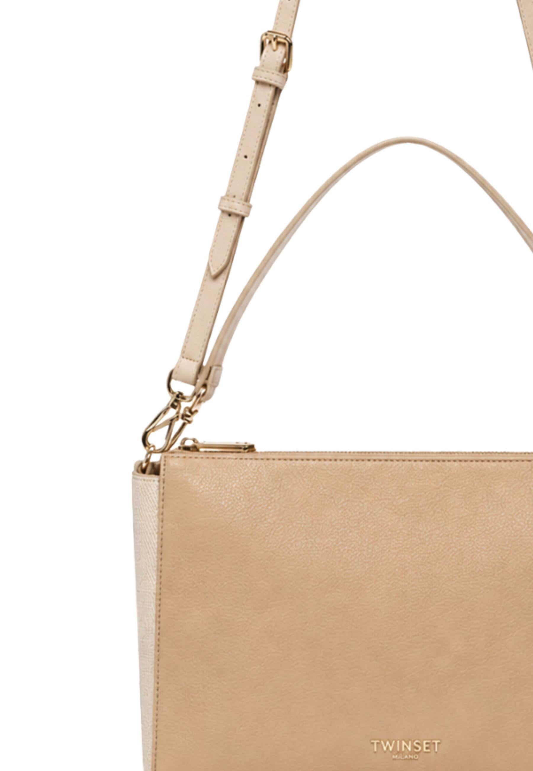 Borsa a Tracolla con Inserti in Tessuto 