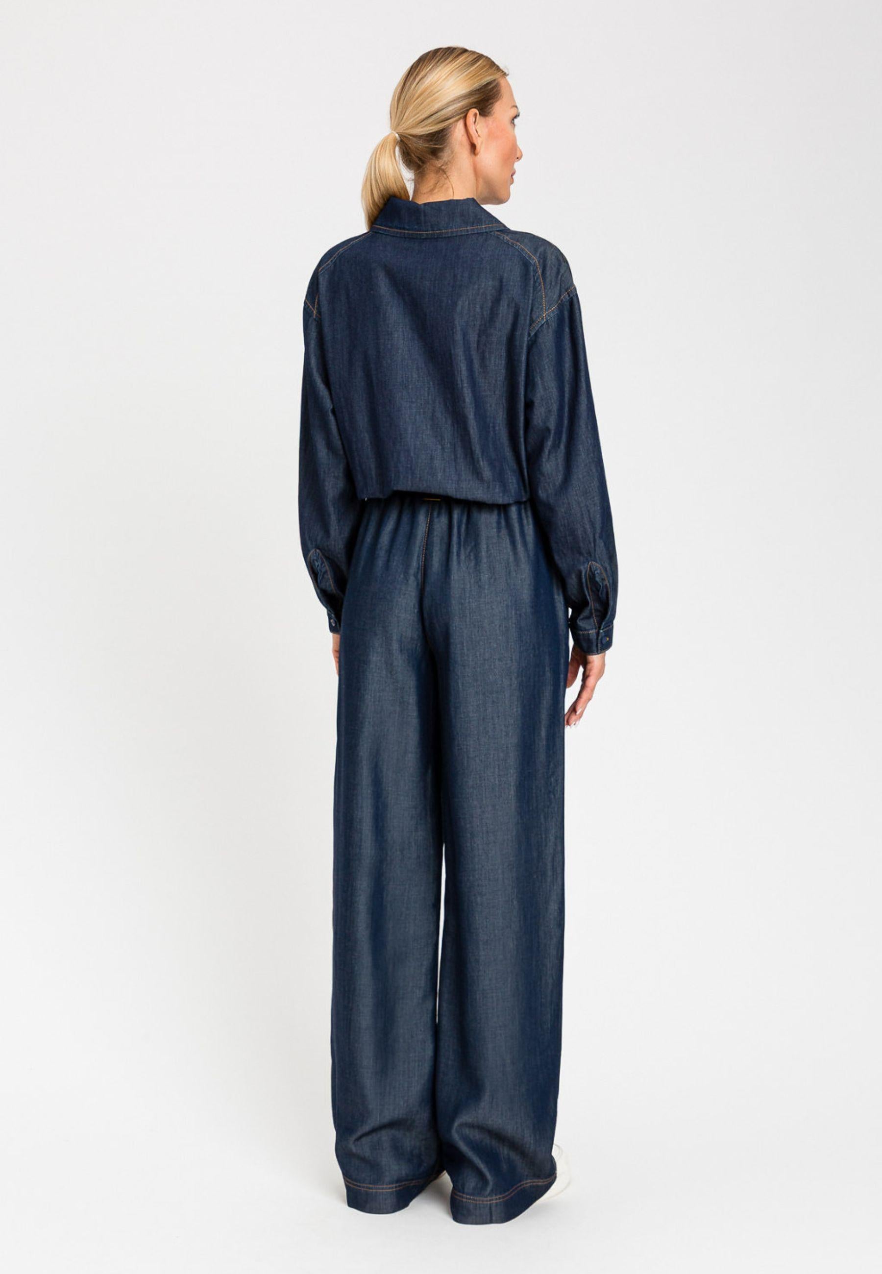 Pantaloni ampi in chambray 