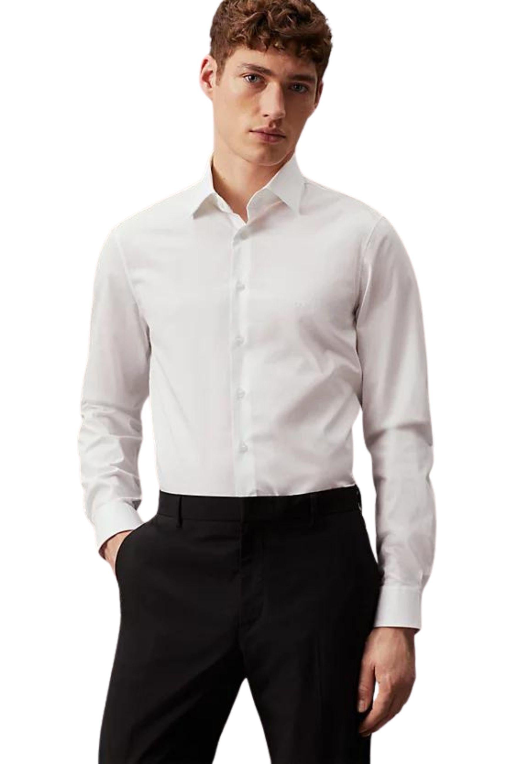 Camicia aderente elasticizzata in popeline 