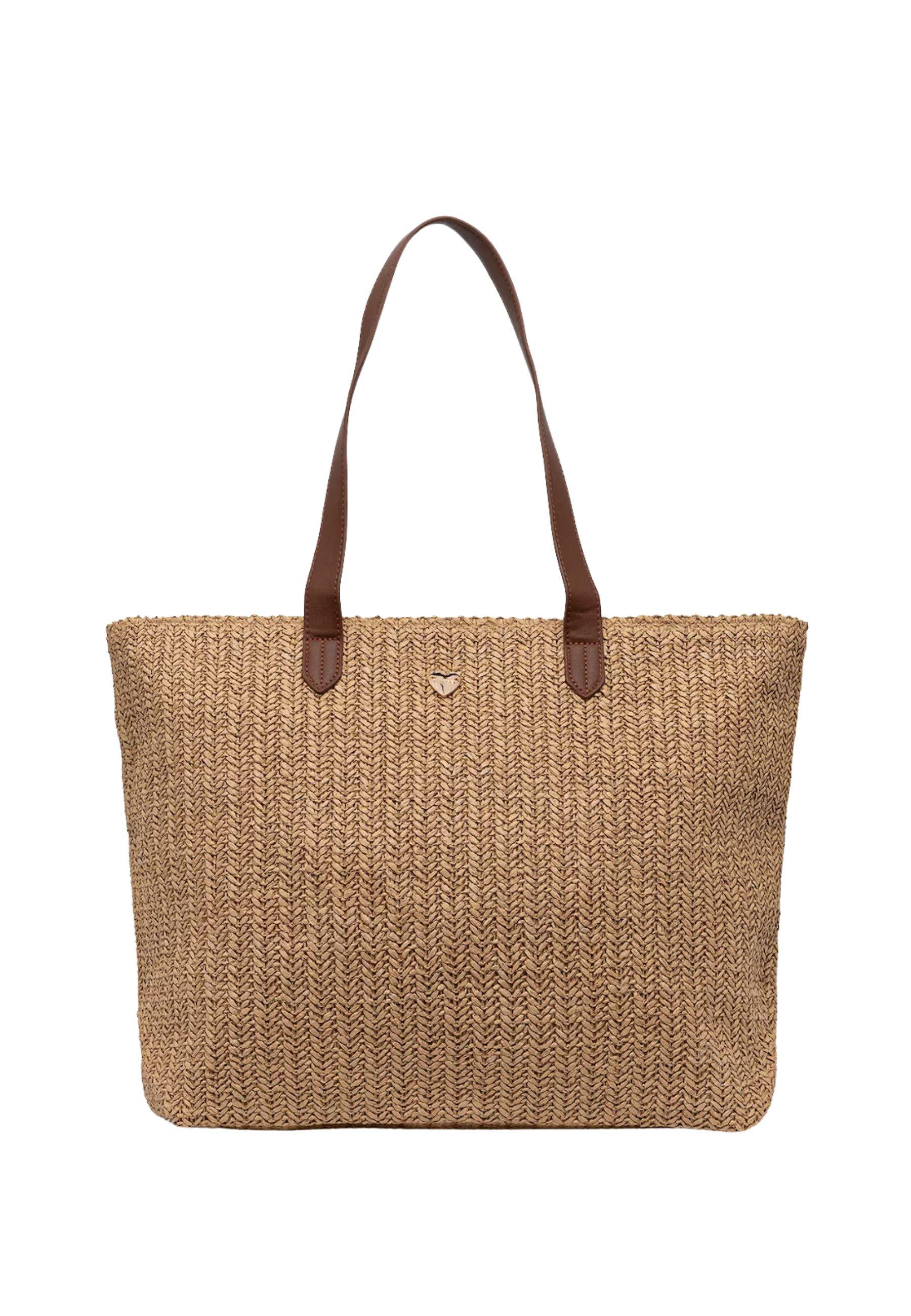 Borsa shopper in rafia con frange 