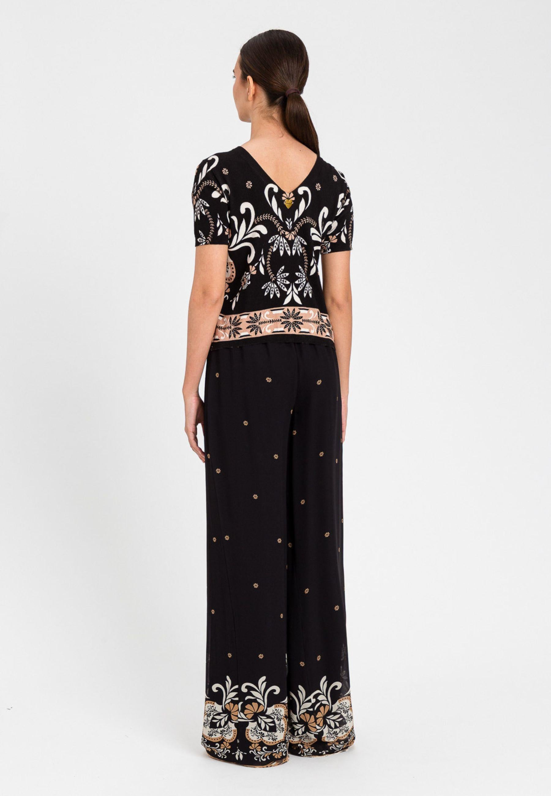 Twinset - Pantalone Palazzo Stampa Foulard 