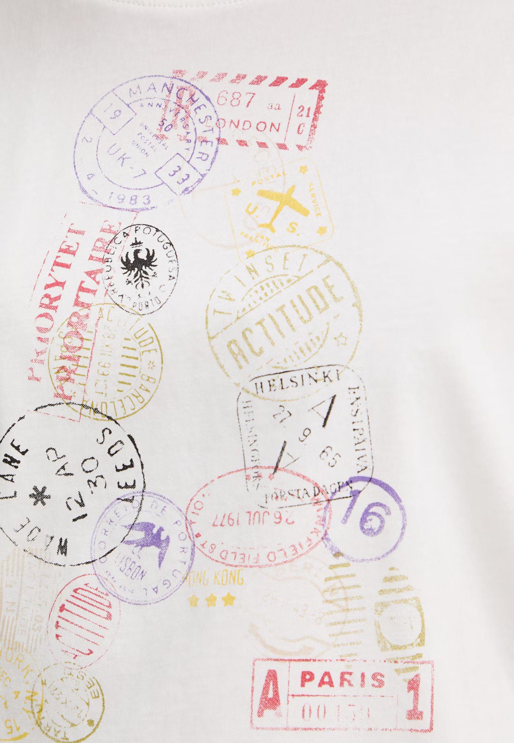 Twinset Actitude T-shirt con Stampa Passport - Bianco 