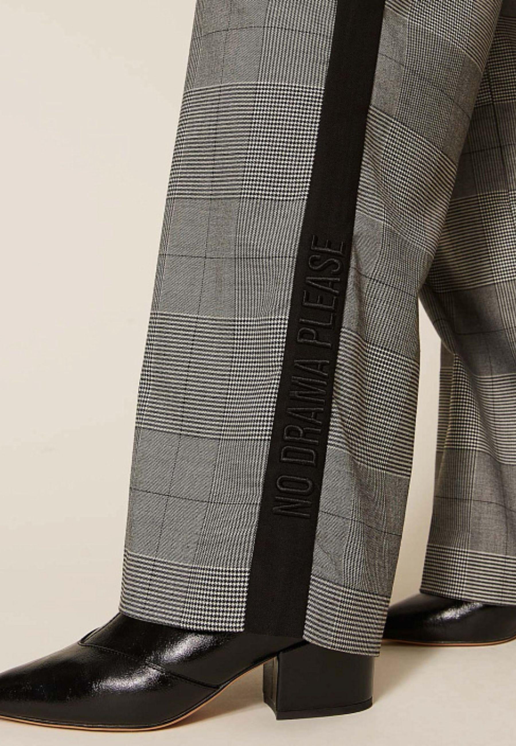 Pantaloni Palazzo MYFO a Quadri con Bande Laterali 