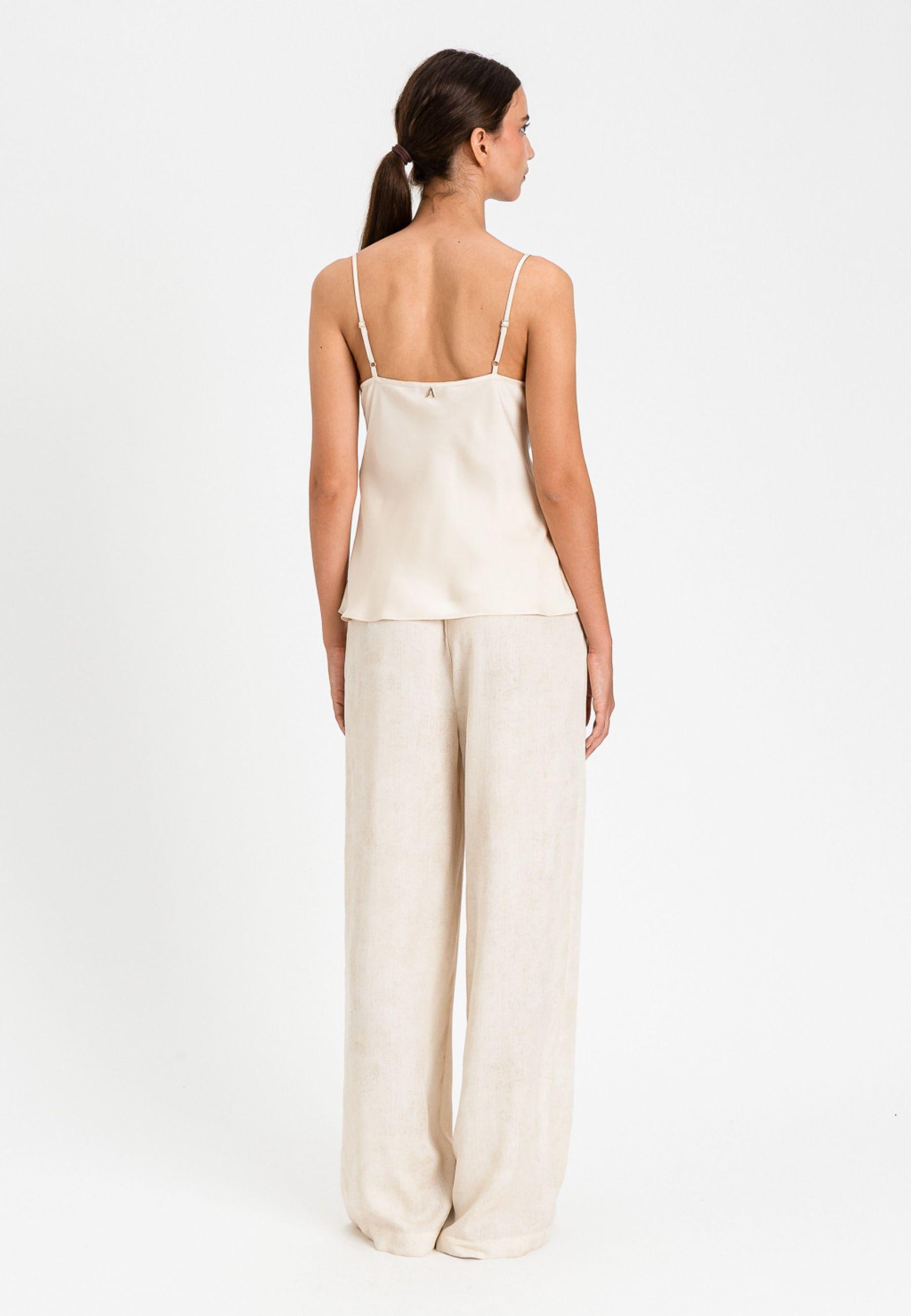 Twinset Top Satin con Inserto in Pizzo - Avorio 
