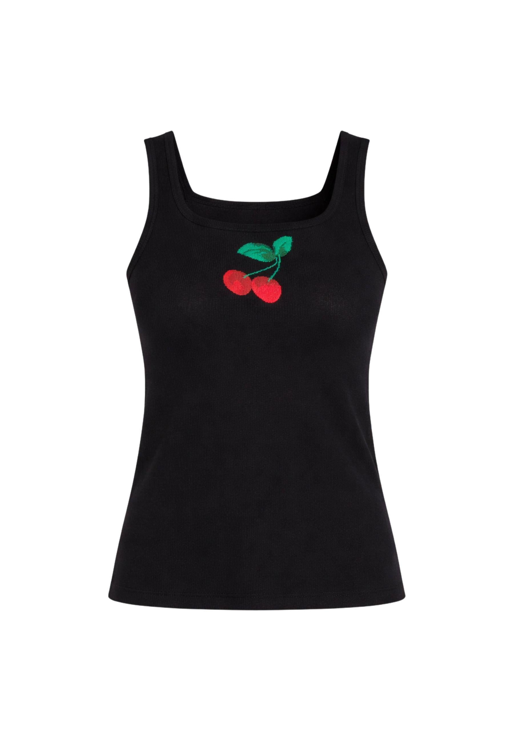Top con Ricamo Ciliegie 