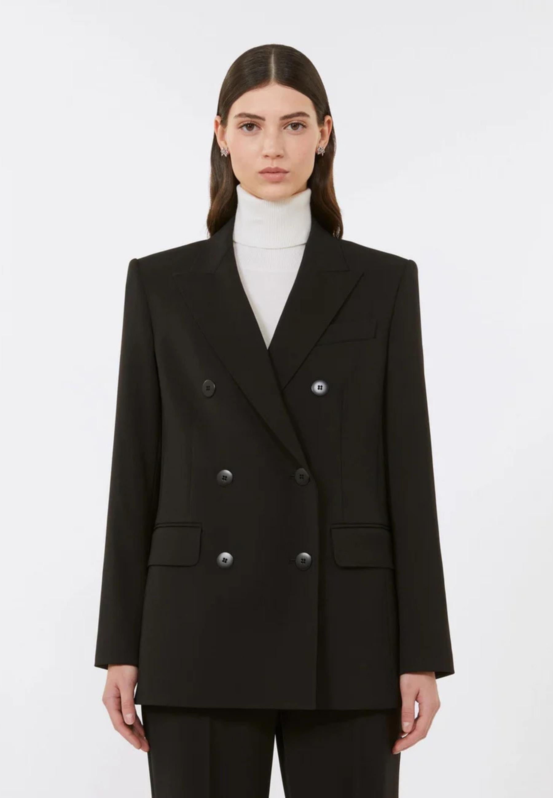 Max Mara Studio Blazer Vadare doppiopetto in crêpe satin di lana 