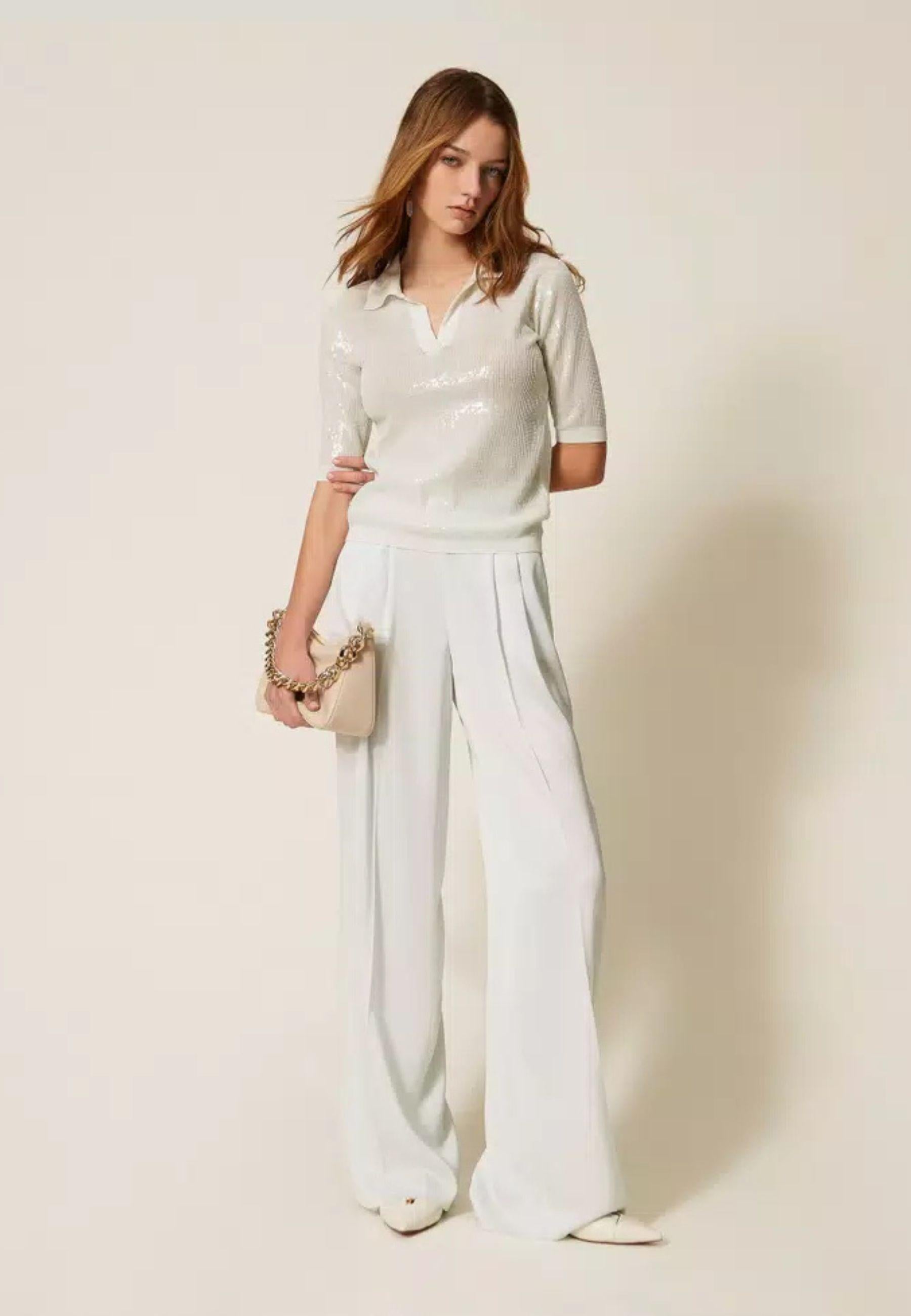 Maglia a polo con paillettes 