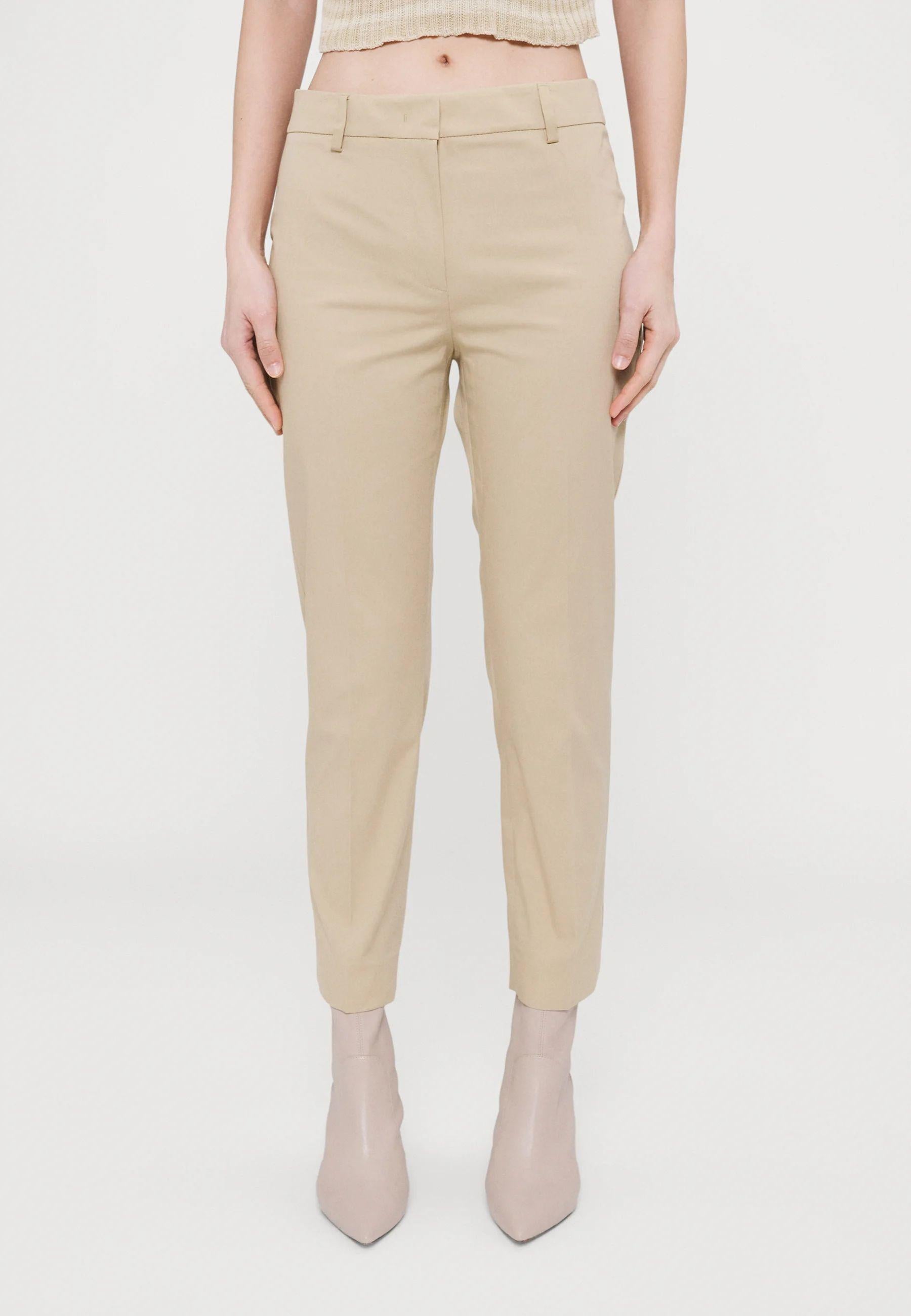 Pantalone Slim Fit in Gabardina di Cotone Stretch 