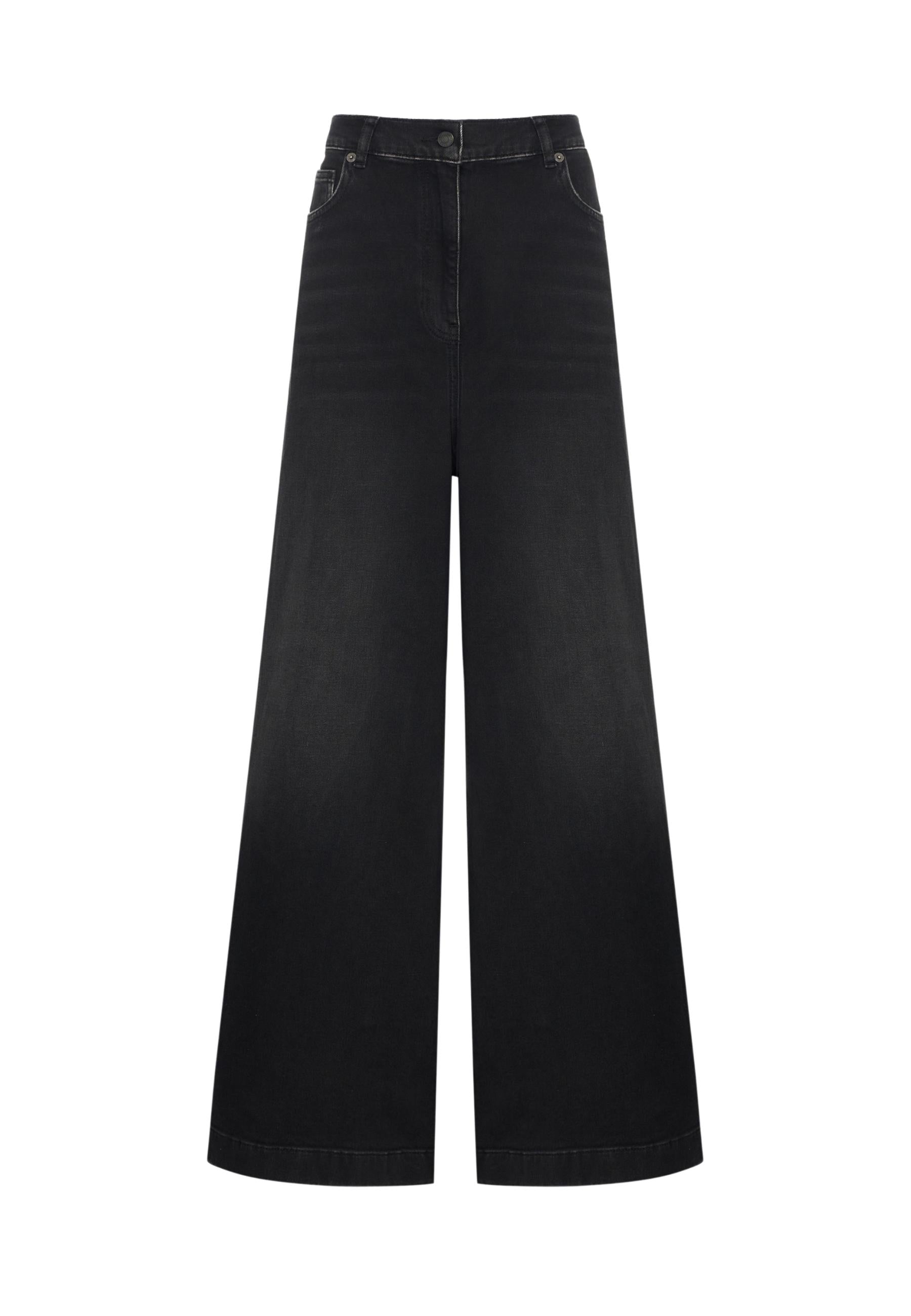 Jeans Wide Leg Donna - Nero 