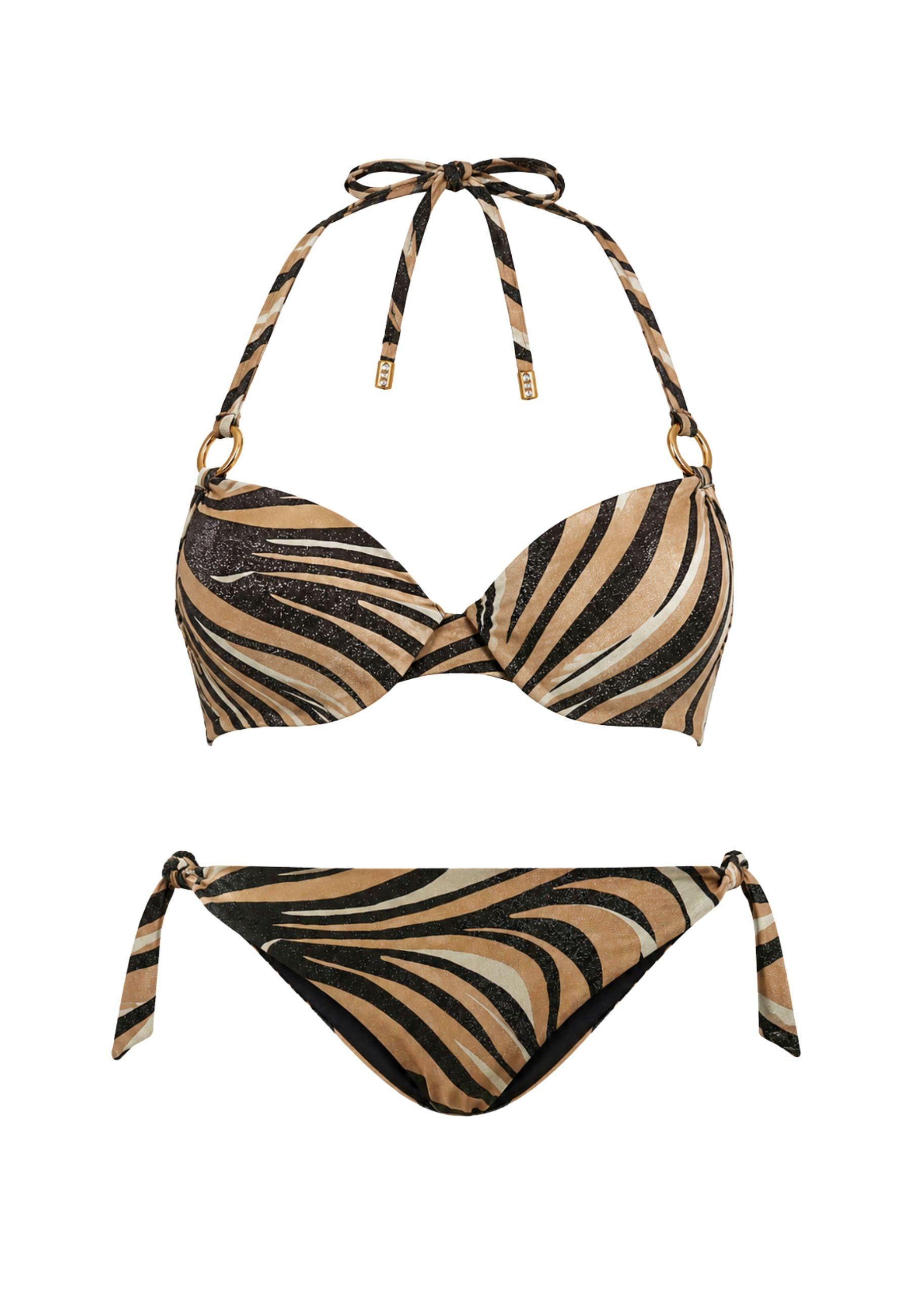 Bikini Twinset push-up con lurex e stampa zebra multicolor 