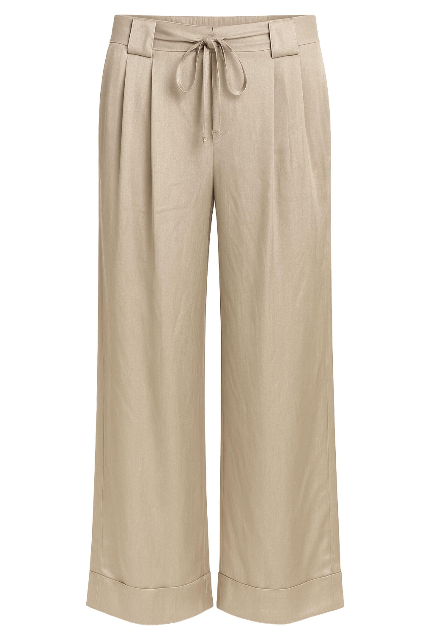 SOALLURE - Pantaloni palazzo in raso lucido beige 