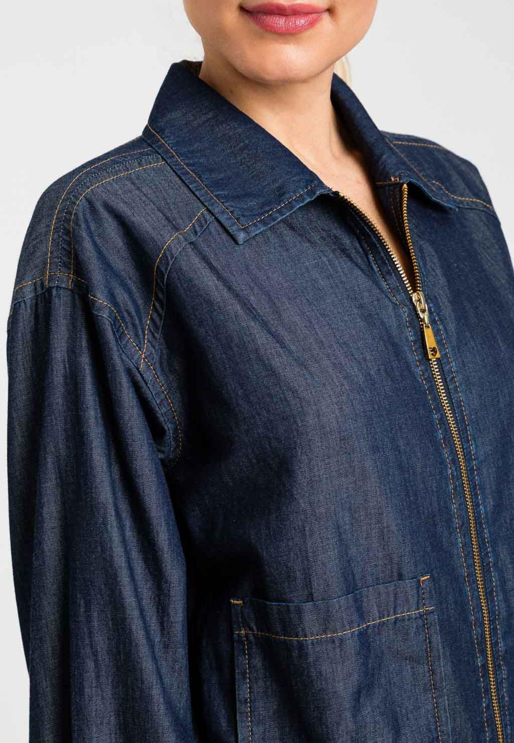 Giacca corta in chambray con zip 