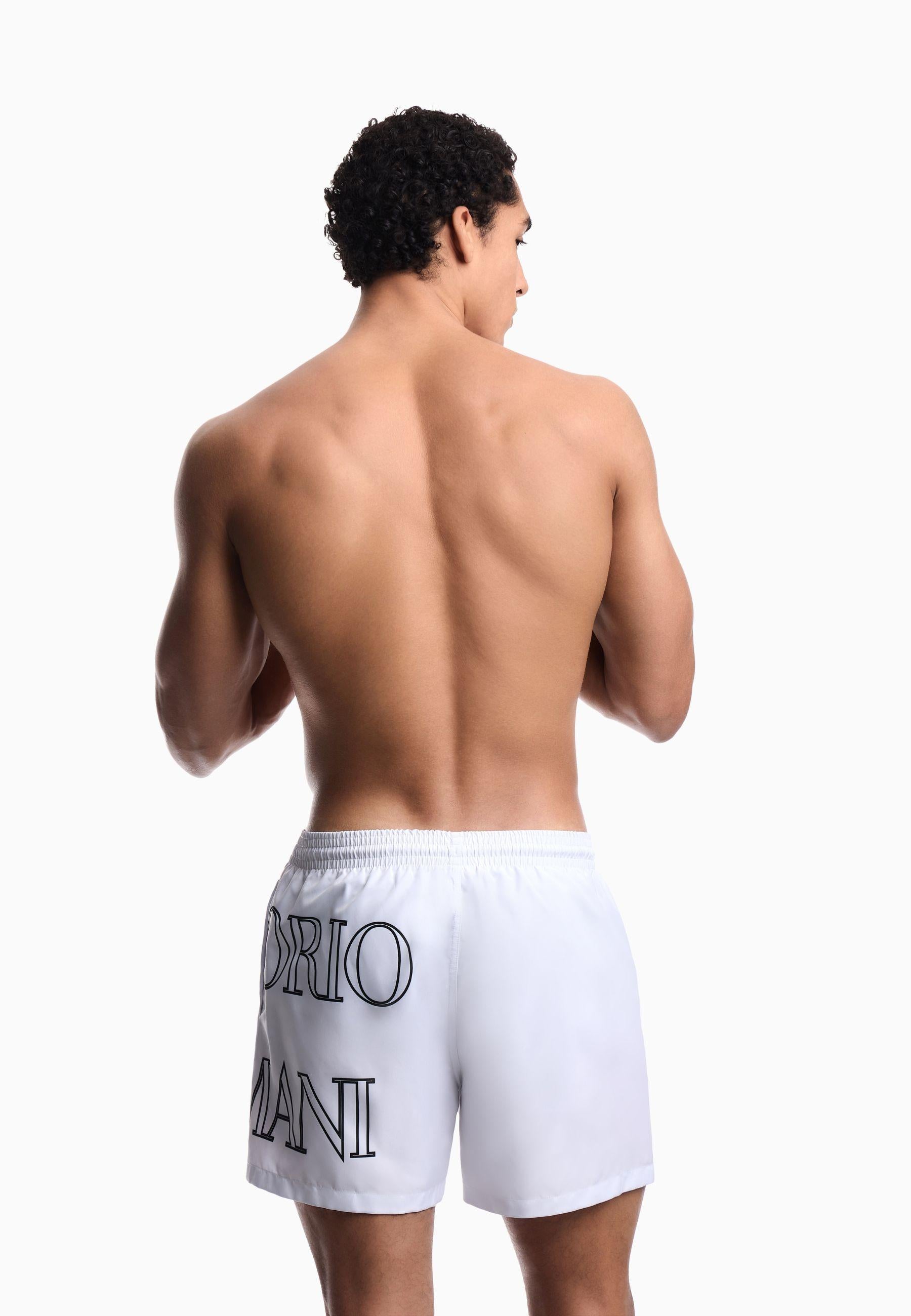 Costume da bagno con logo oversize e coulisse 