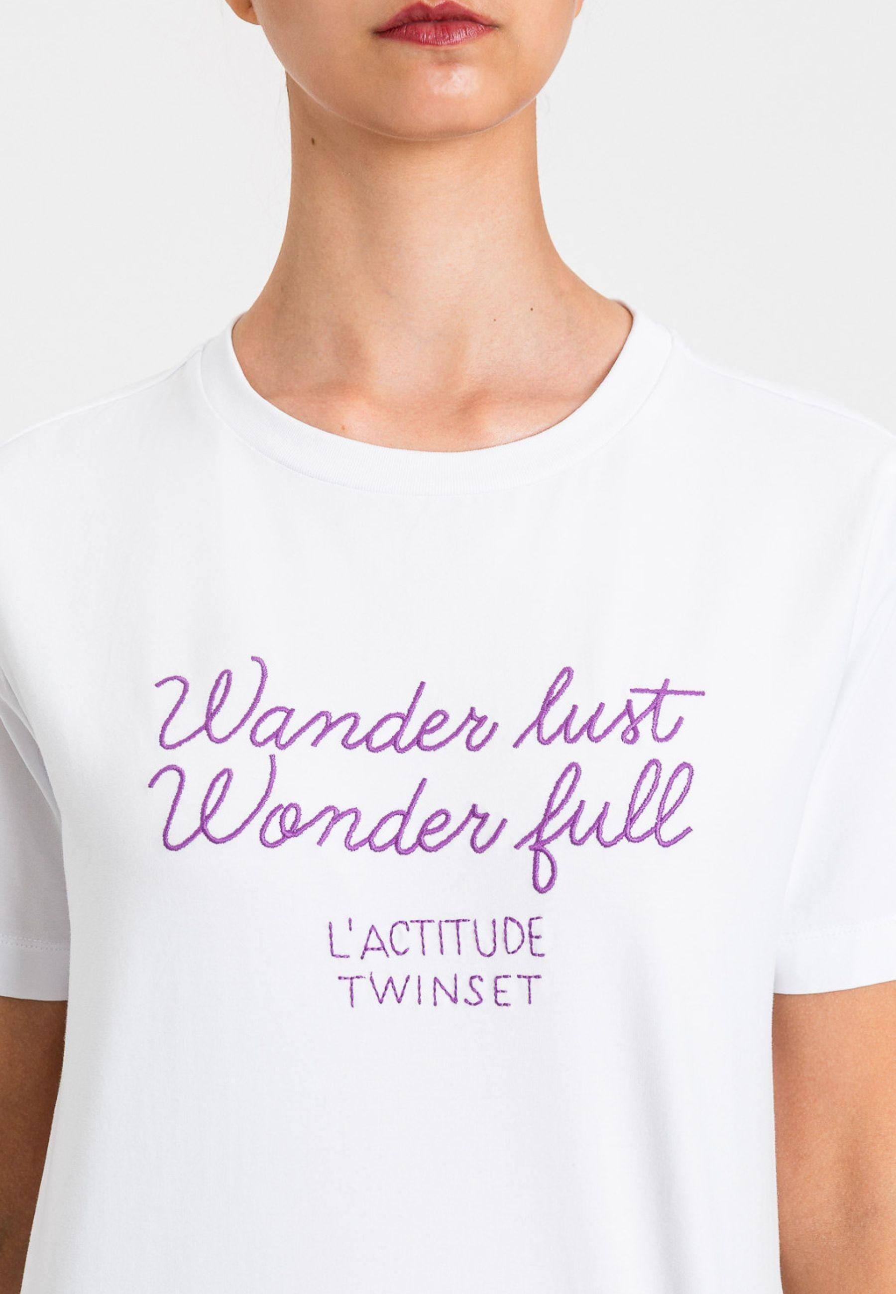 Twinset Actitude T-shirt con Stampa Lettering - Bianco 