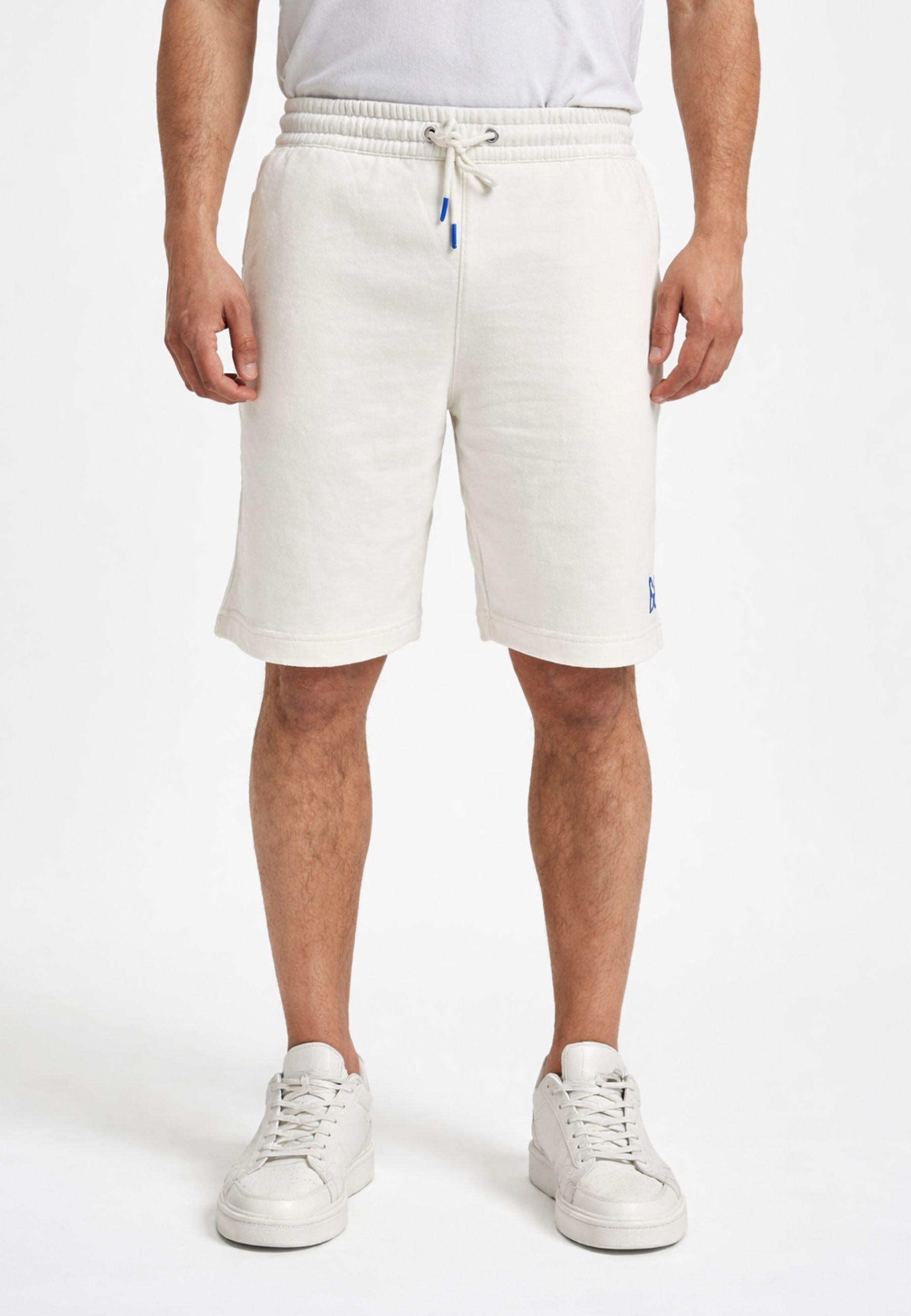Bermuda in felpa di cotone bianco panna 