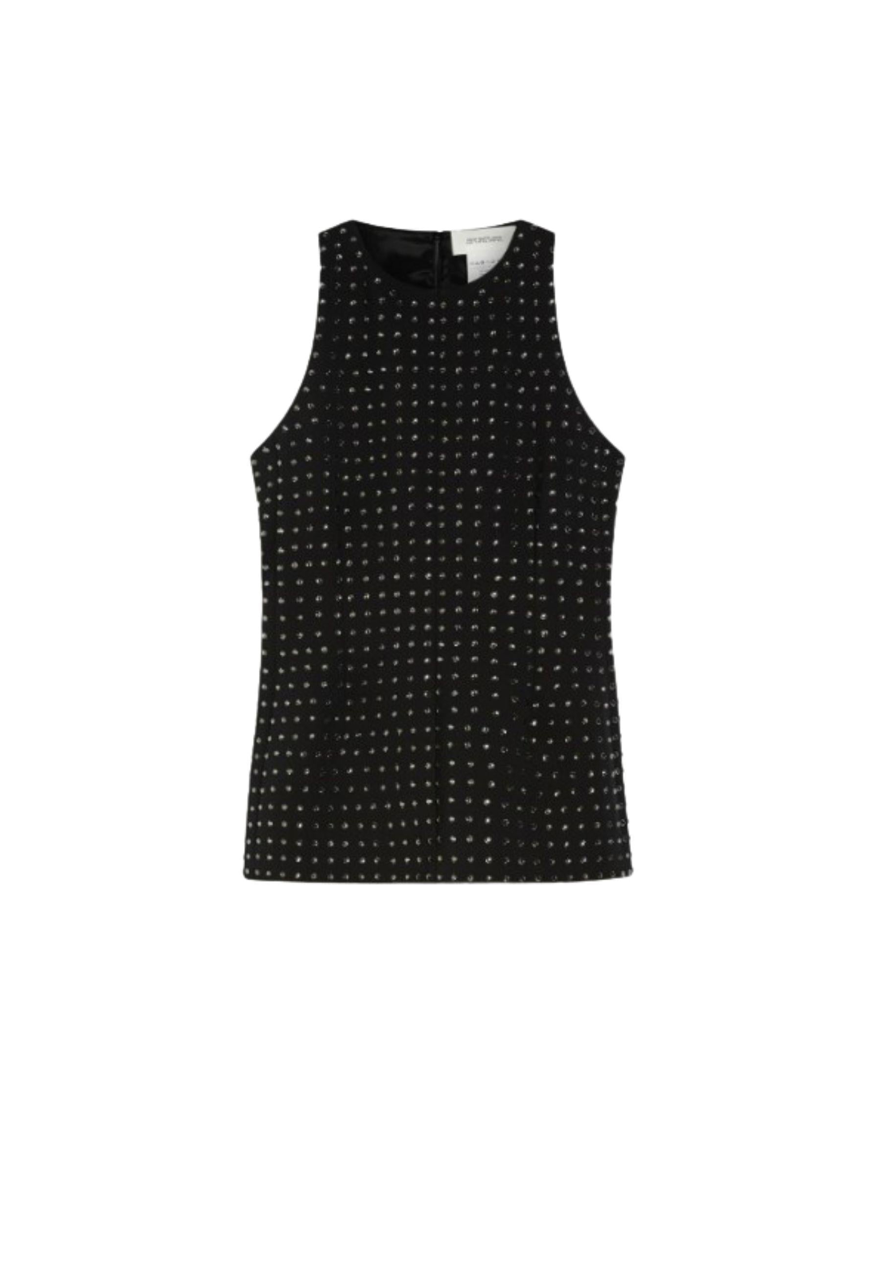 Sportmax - Top Uditore con strass nero 