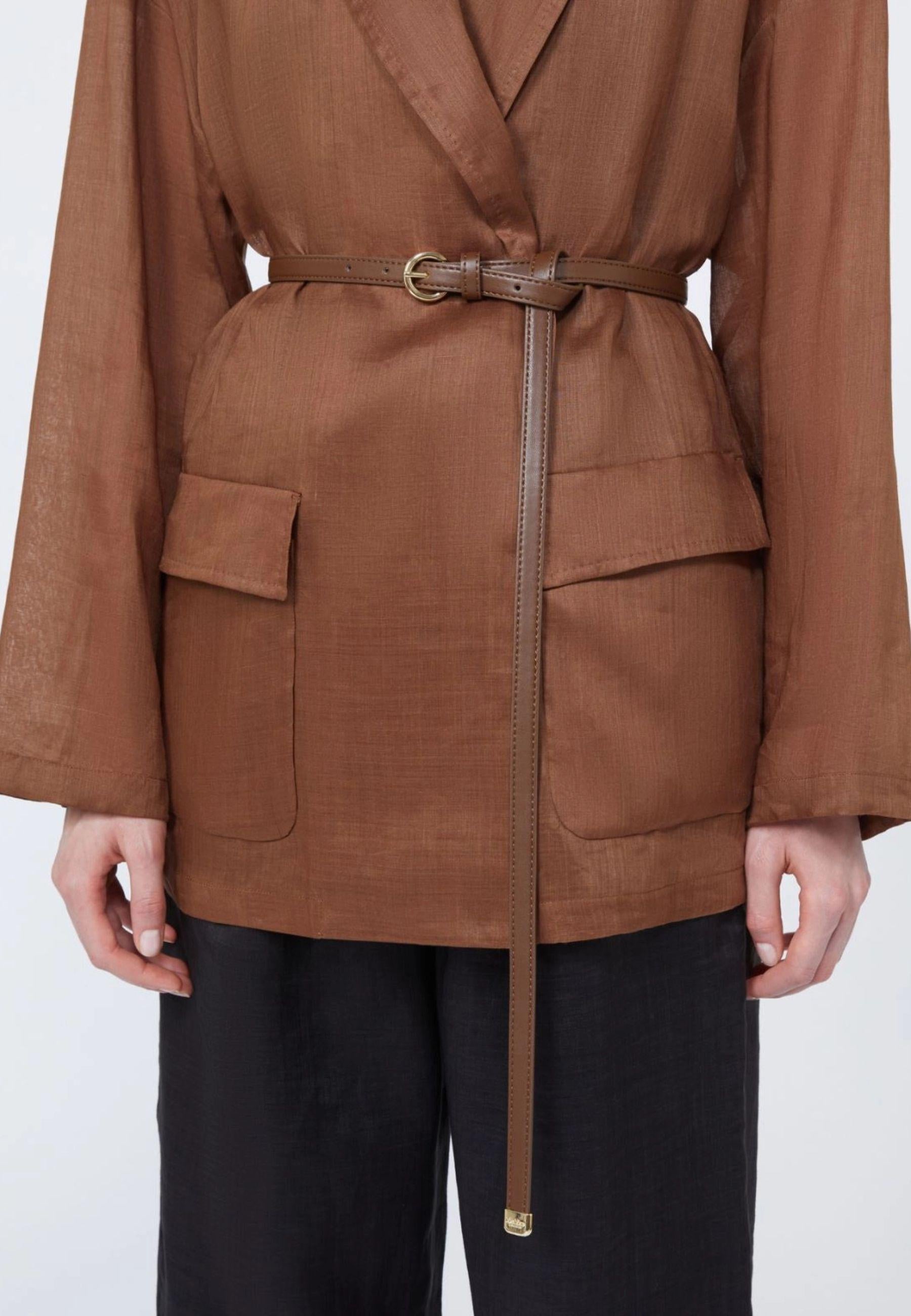 Max Mara - Giacca in tela ramié color argilla 