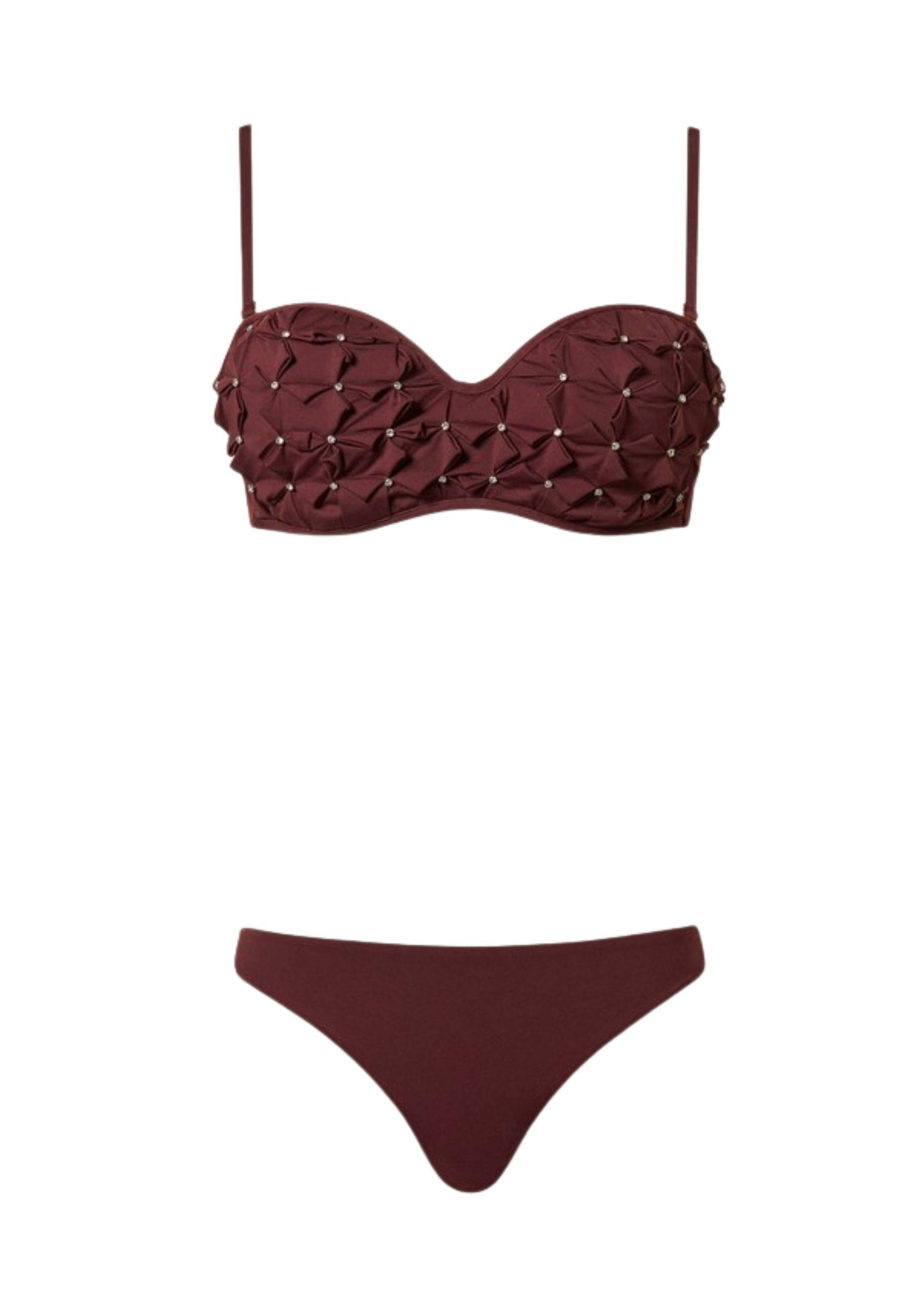 Bikini Fascia con Ricamo Origami e Strass 