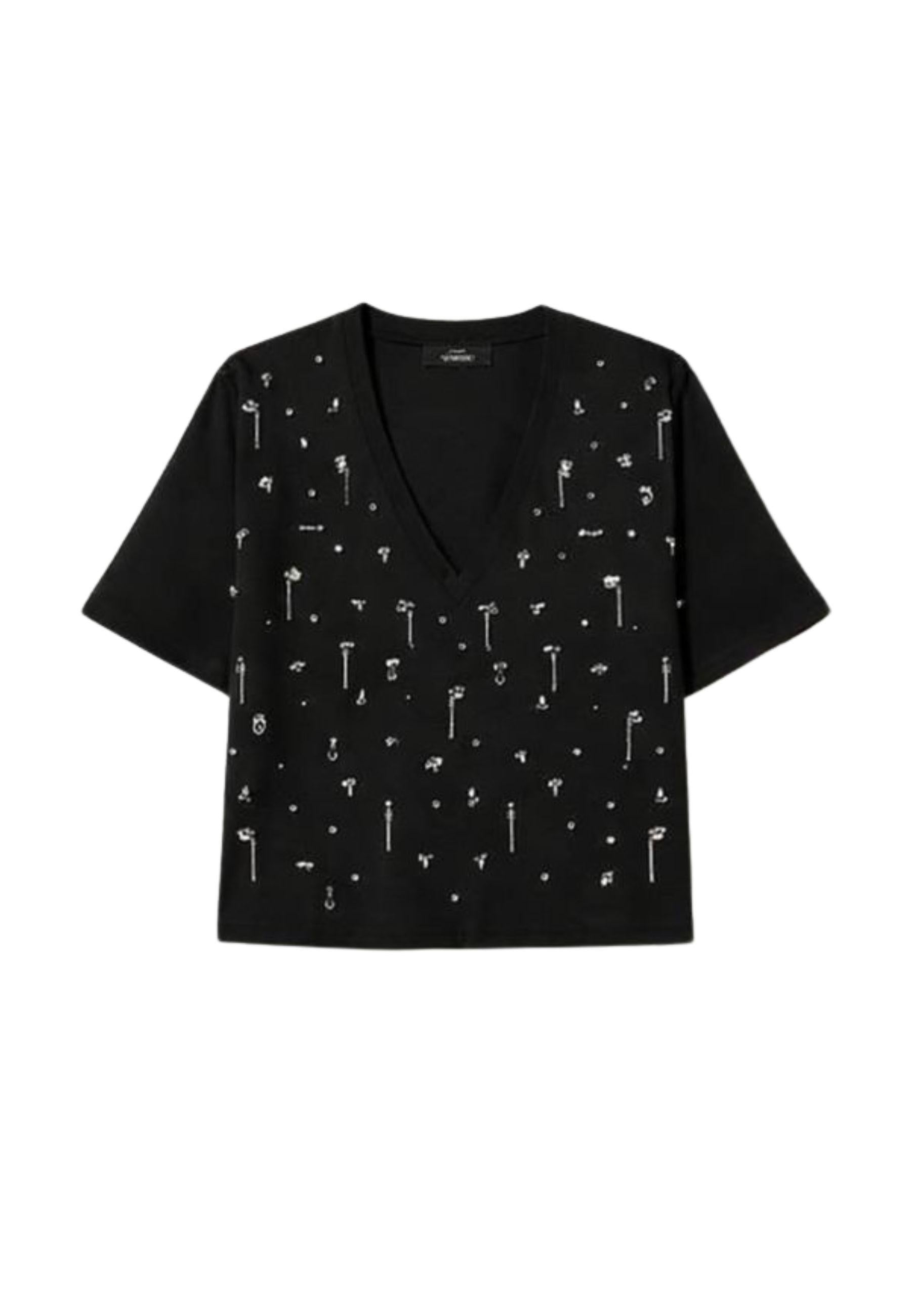 T-shirt cropped con ricami 