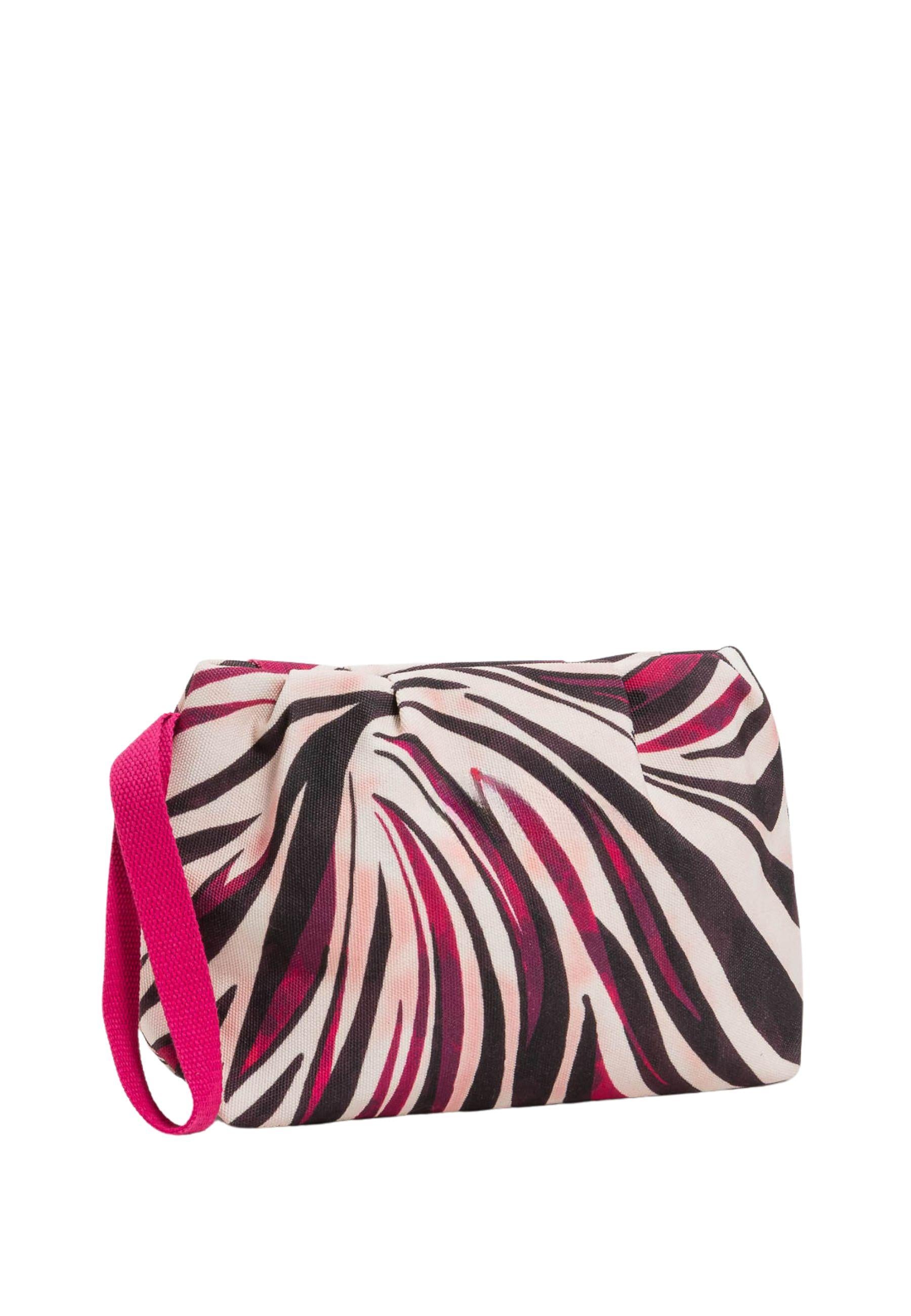 Pochette Zebra in Canvas di Cotone con Zip 