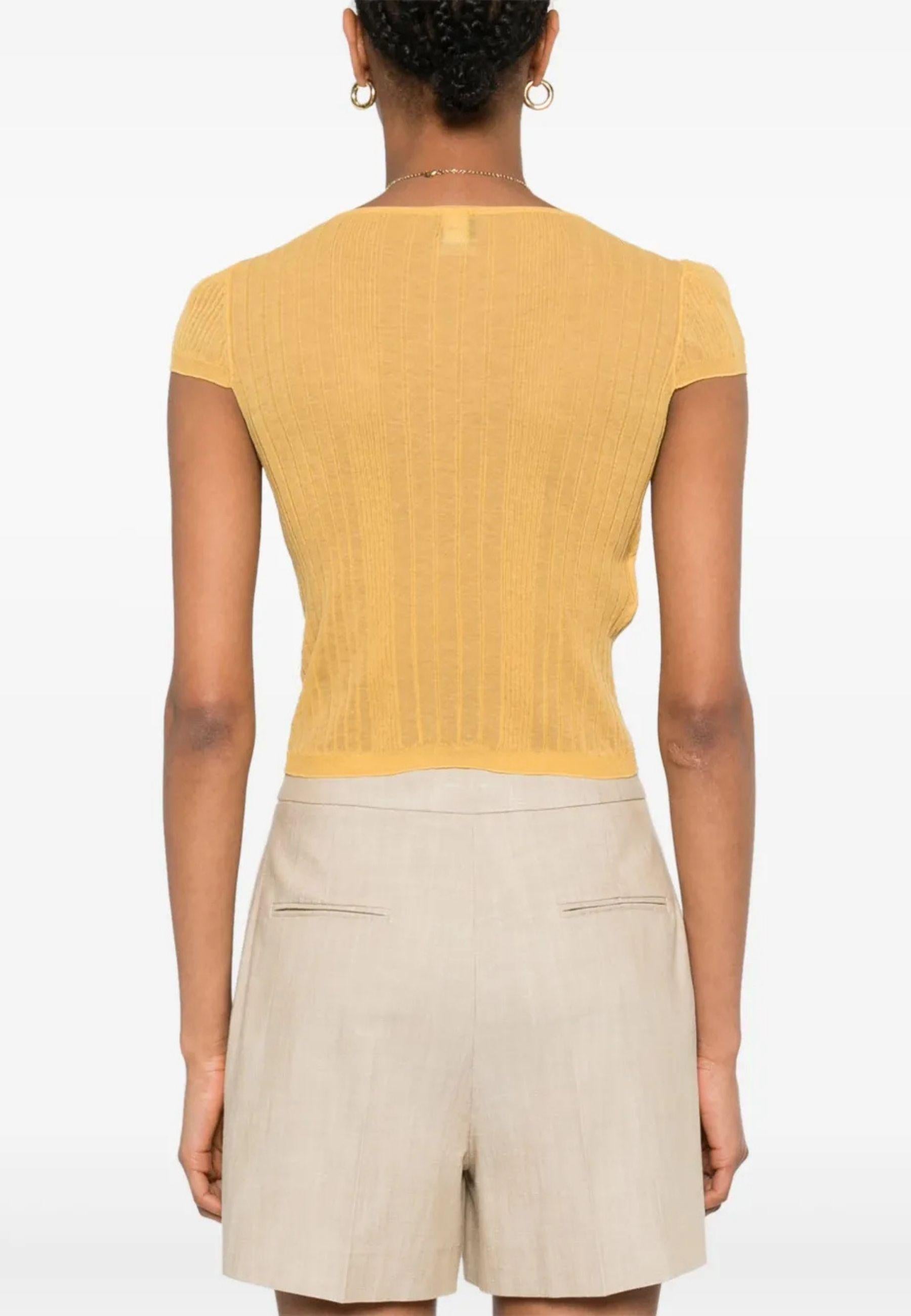 PINKO - T-shirt Donna in Maglia a Costine | Giallo Tramonto 