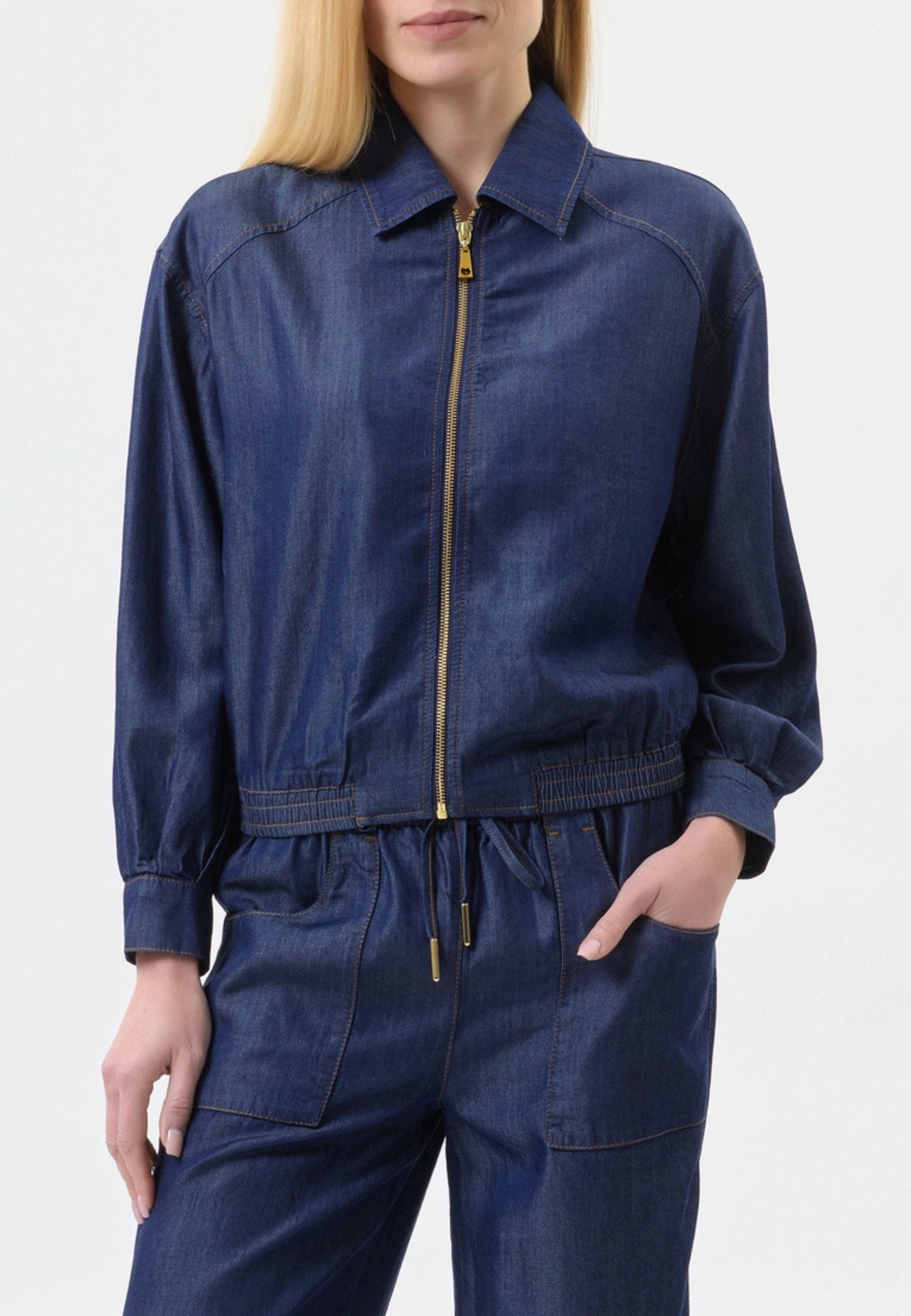 Giacca corta in chambray con zip 