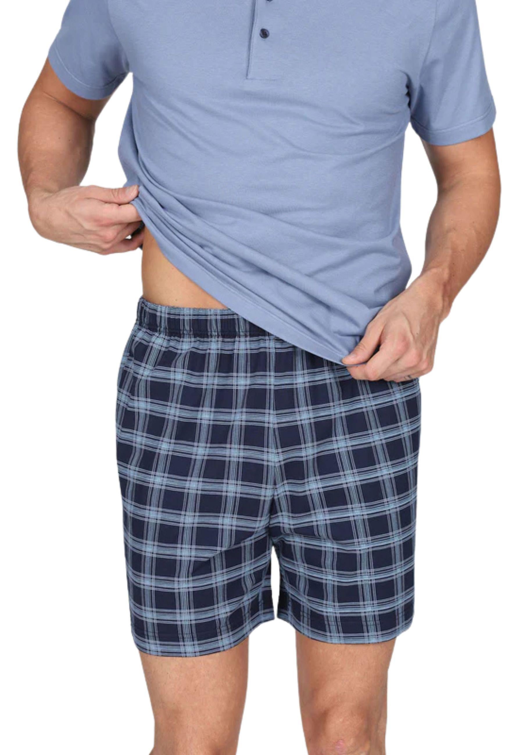 Pigiama corto, disegno scozzese in traspirante jersey di puro cotone s/z 