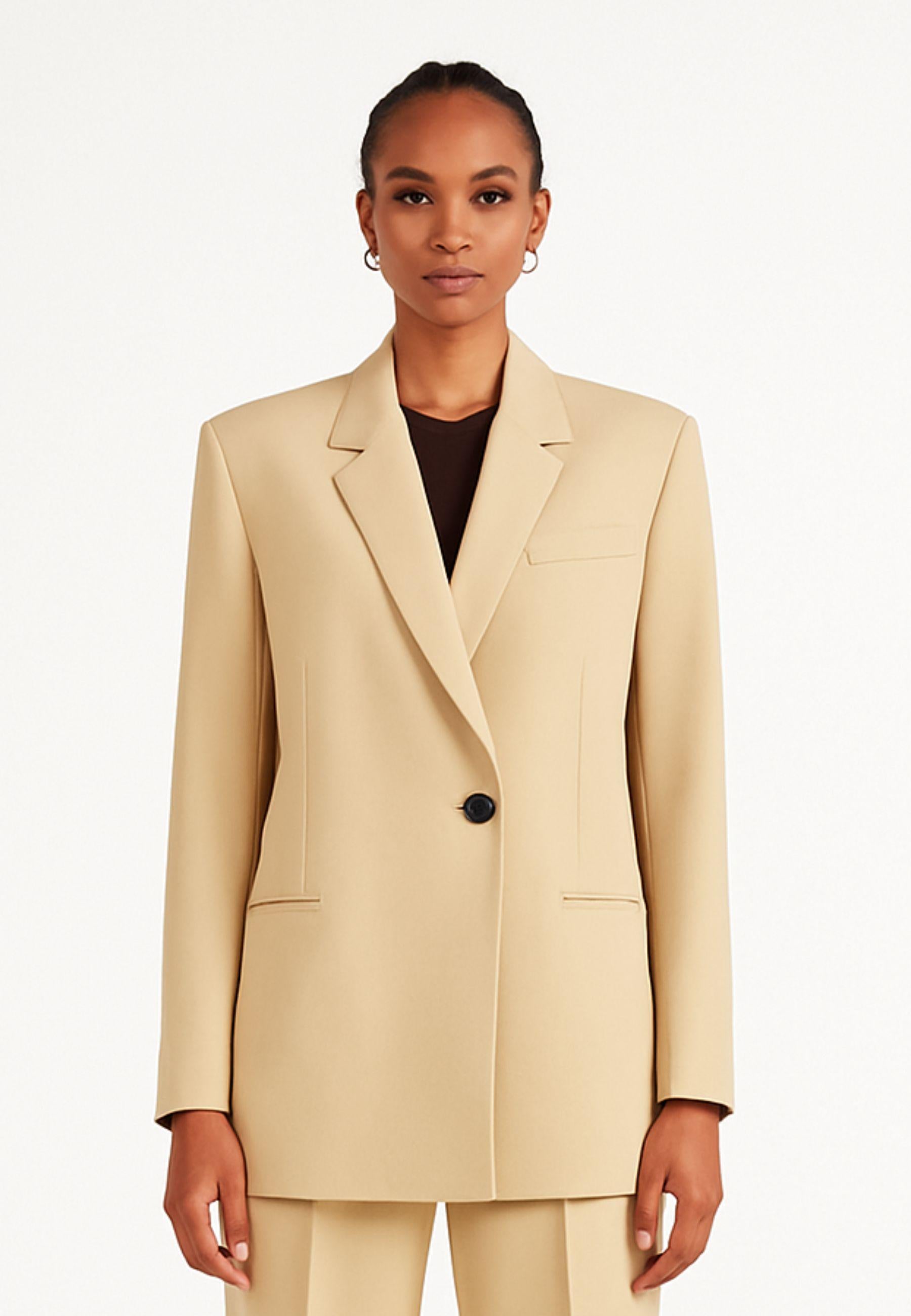 Giacca Donna Beige Sabbia con Bottoni Sartoriali 