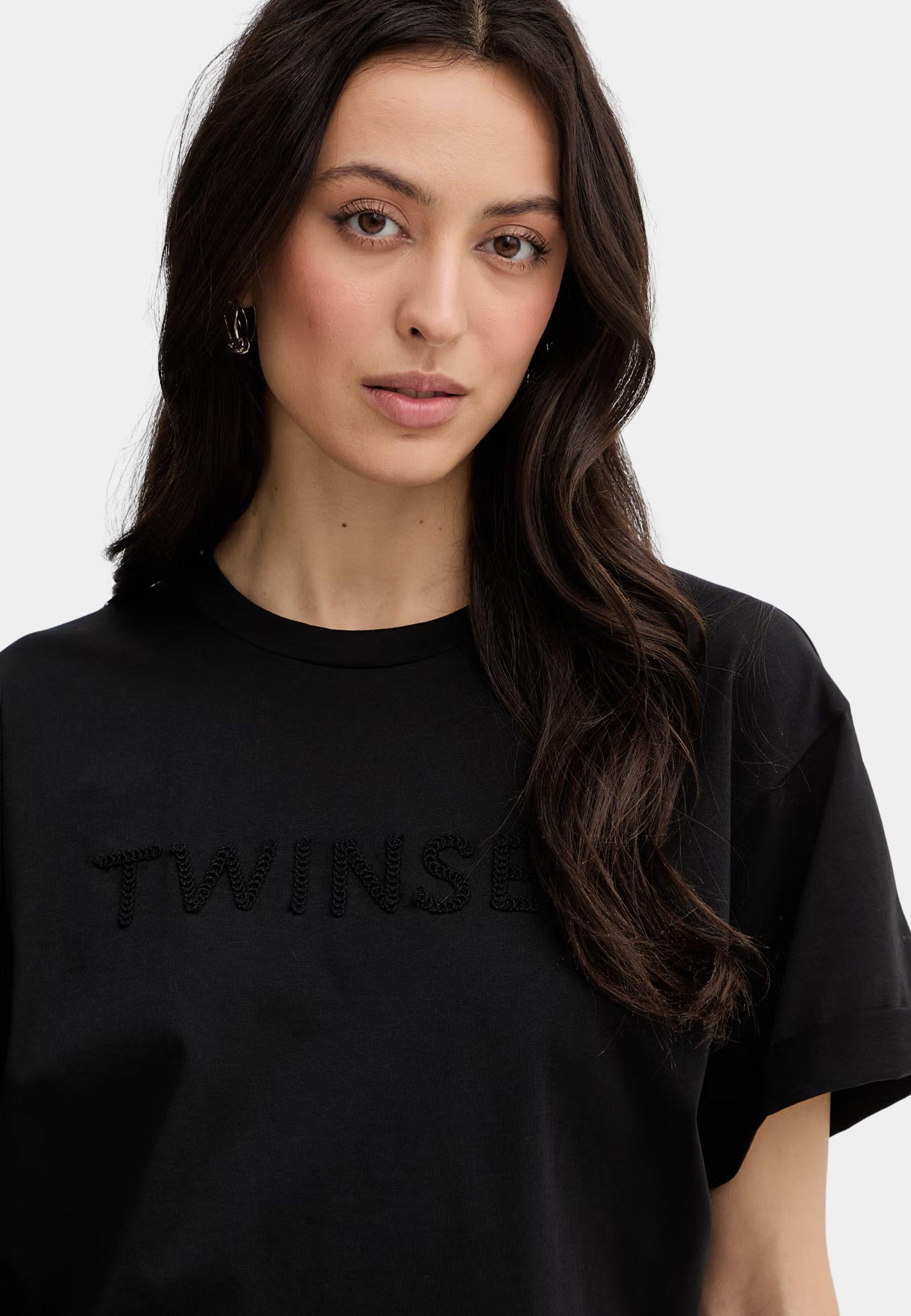 T-shirt Twinset con logo ricamato tono su tono 