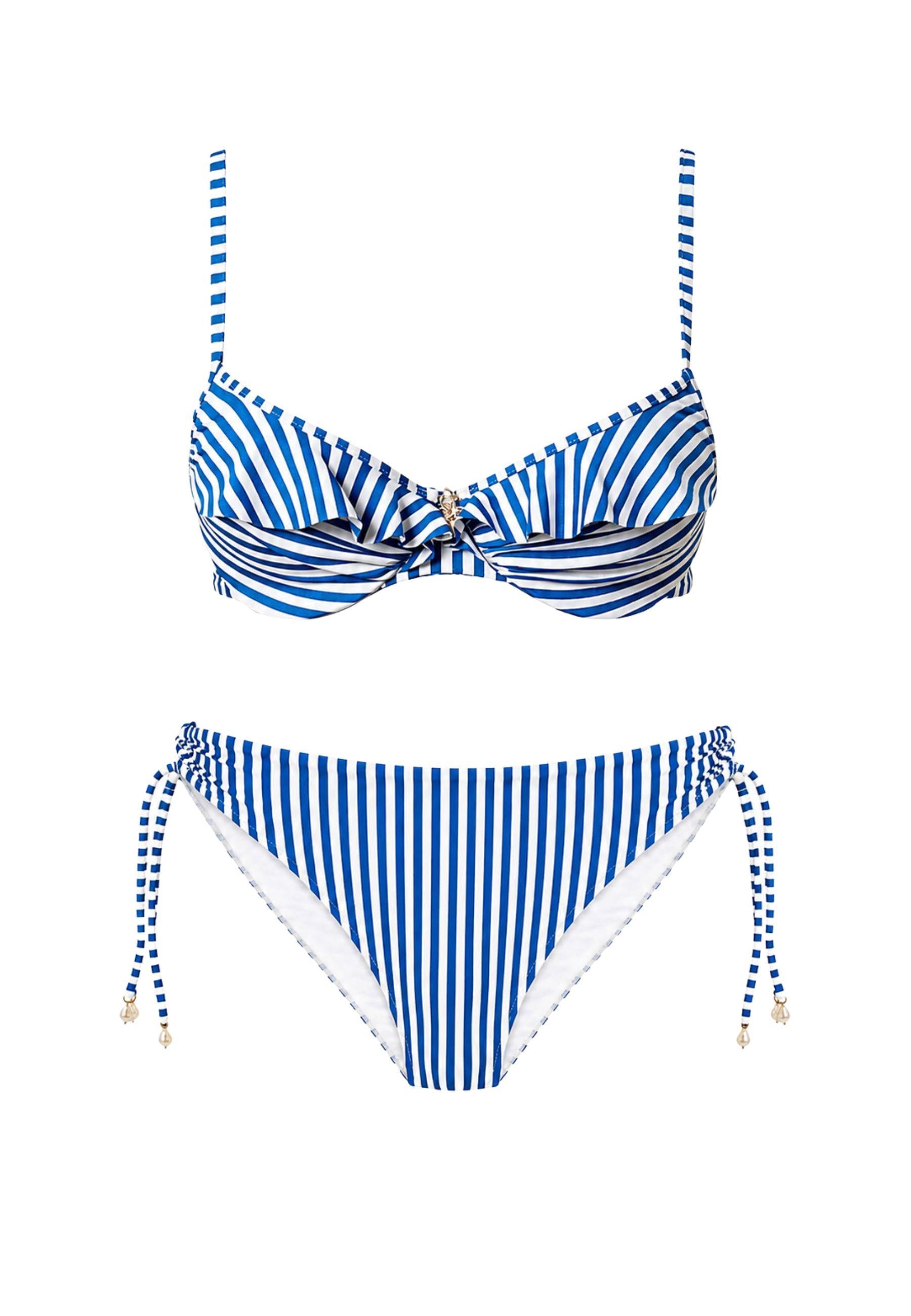 Bikini Twinset con Ferretto Jacquard a Righe e Slip Regolabile 
