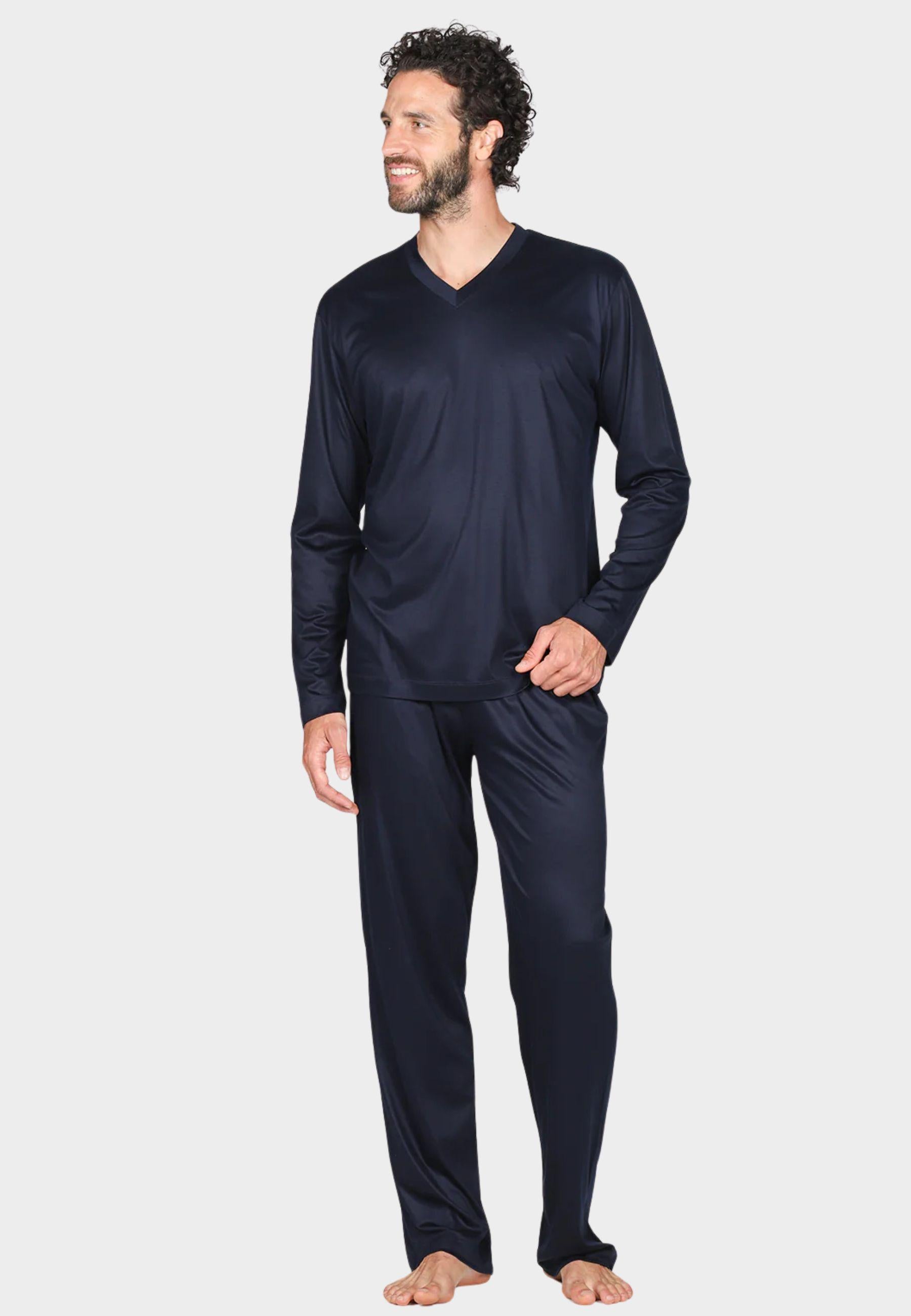 Pigiama Uomo Collo V in Lyocell 100% - Ultra Leggero e Traspirante 
